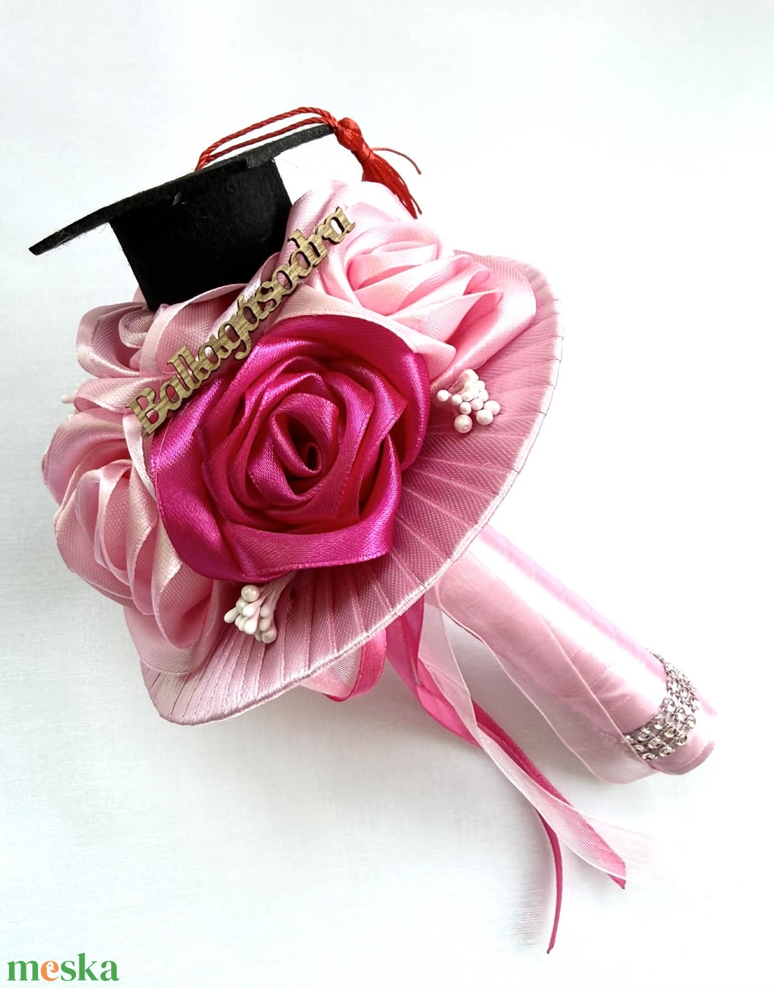Rózsaszín ballagási csokor - otthon & életmód - virágdekoráció - virágok - virágcsokor - Meska.hu