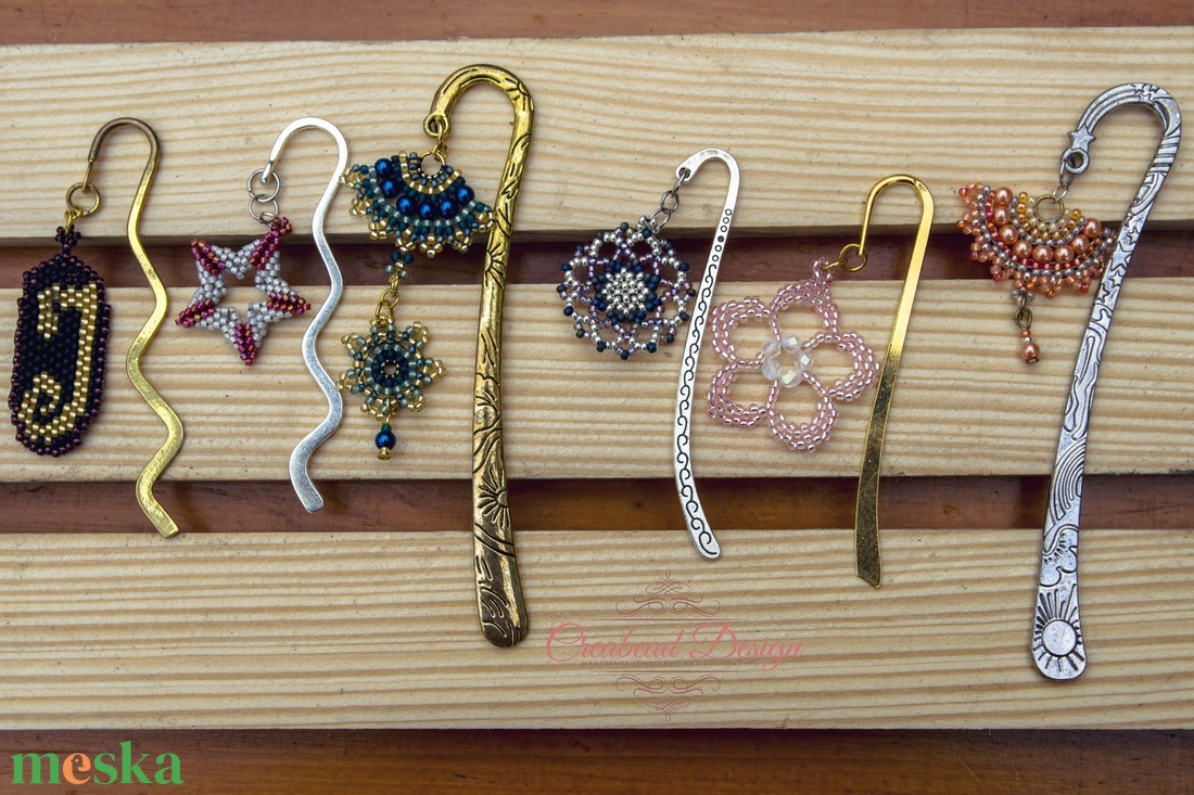 Creabead Design gyöngyfűzött könyvjelzők fém alapon - könyv & zene - könyvjelző - Meska.hu