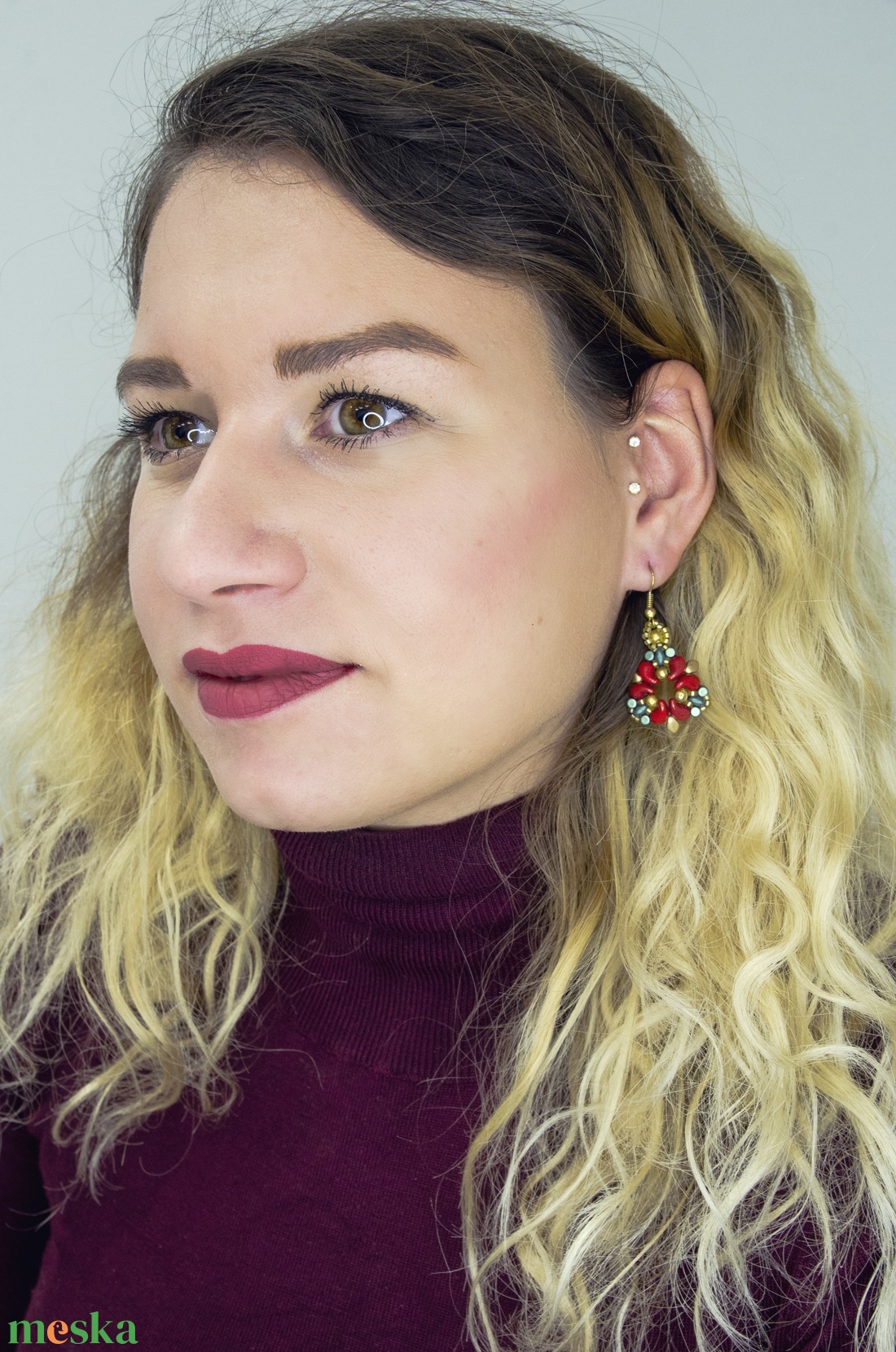 Creabead Design mikulásvirág fülbevaló/medál/szett - ékszer - fülbevaló - lógó fülbevaló - Meska.hu