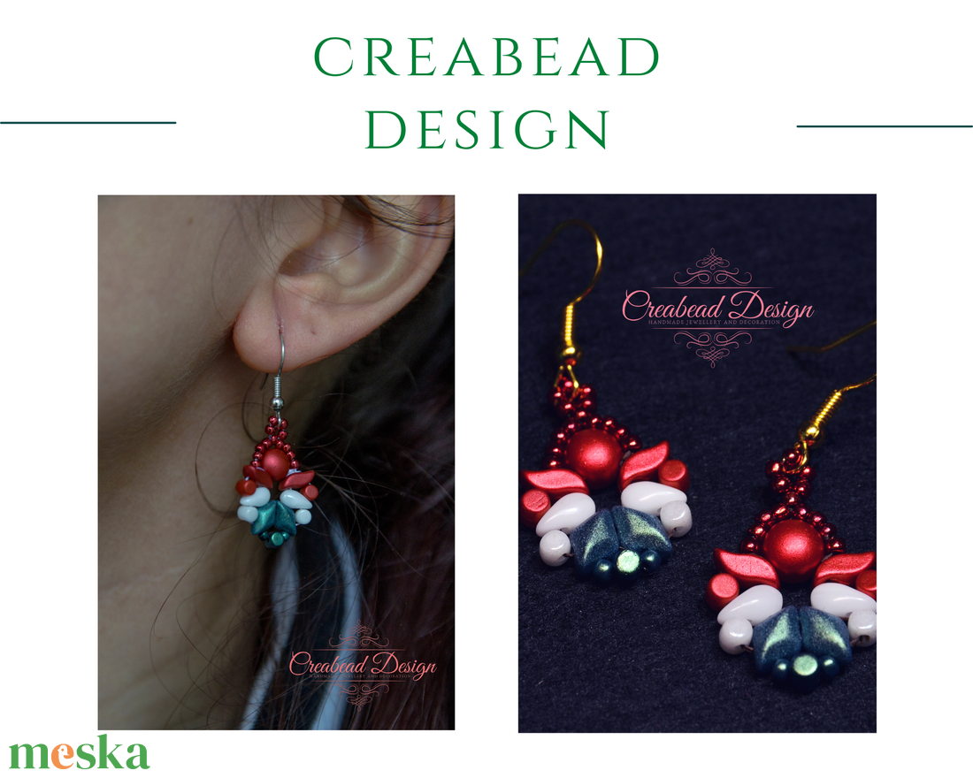 Creabead Design trikolór ékszer - ékszer - fülbevaló - pötty fülbevaló - Meska.hu Creabead Design trikolór ékszer - ékszer - fülbevaló - pötty fülbevaló - Meska.hu