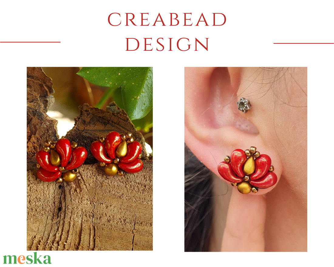 Creabead Design matyórózsa stílusú elegáns bedugós fülbevaló - ékszer - fülbevaló - pötty fülbevaló - Meska.hu Creabead Design matyórózsa stílusú elegáns bedugós fülbevaló - ékszer - fülbevaló - pötty fülbevaló - Meska.hu