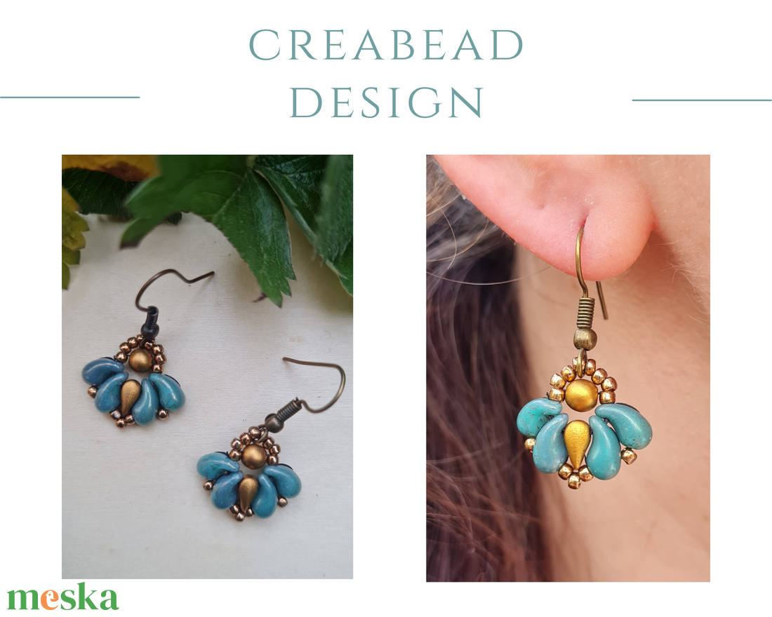 Creabead Design matyórózsa stílusú elegáns fülbevaló - ékszer - fülbevaló - lógó csepp fülbevaló - Meska.hu Creabead Design matyórózsa stílusú elegáns fülbevaló - ékszer - fülbevaló - lógó csepp fülbevaló - Meska.hu