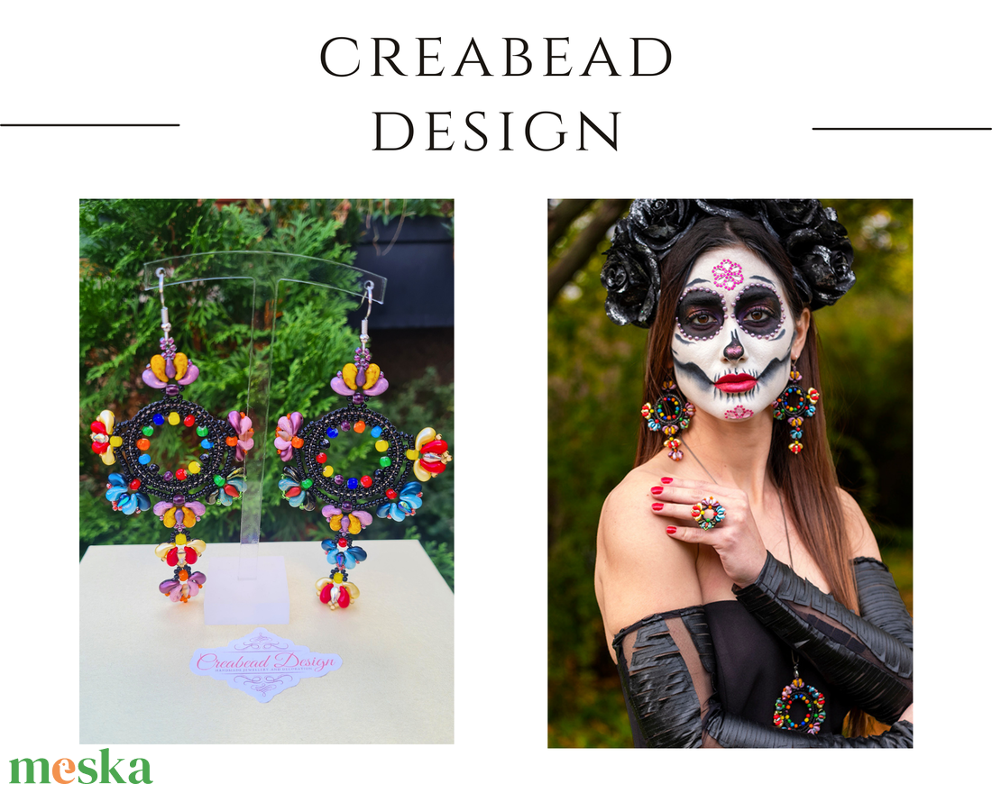 Creabead Design matyó virágokkal díszített mexikói stílusú ékszer - ékszer - fülbevaló - karika fülbevaló - Meska.hu Creabead Design matyó virágokkal díszített mexikói stílusú ékszer - ékszer - fülbevaló - karika fülbevaló - Meska.hu
