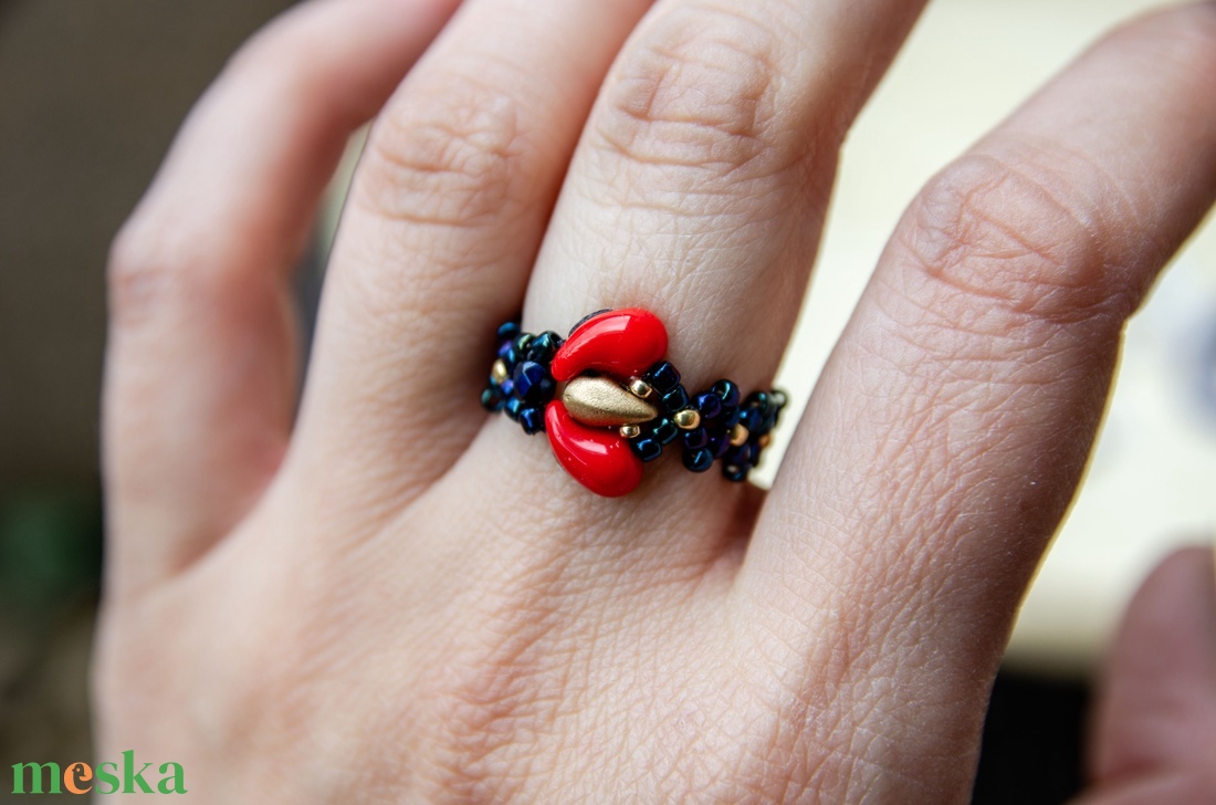 Creabead Design matyó stílusú elegáns gyűrű - ékszer - gyűrű - gyöngyös gyűrű - Meska.hu