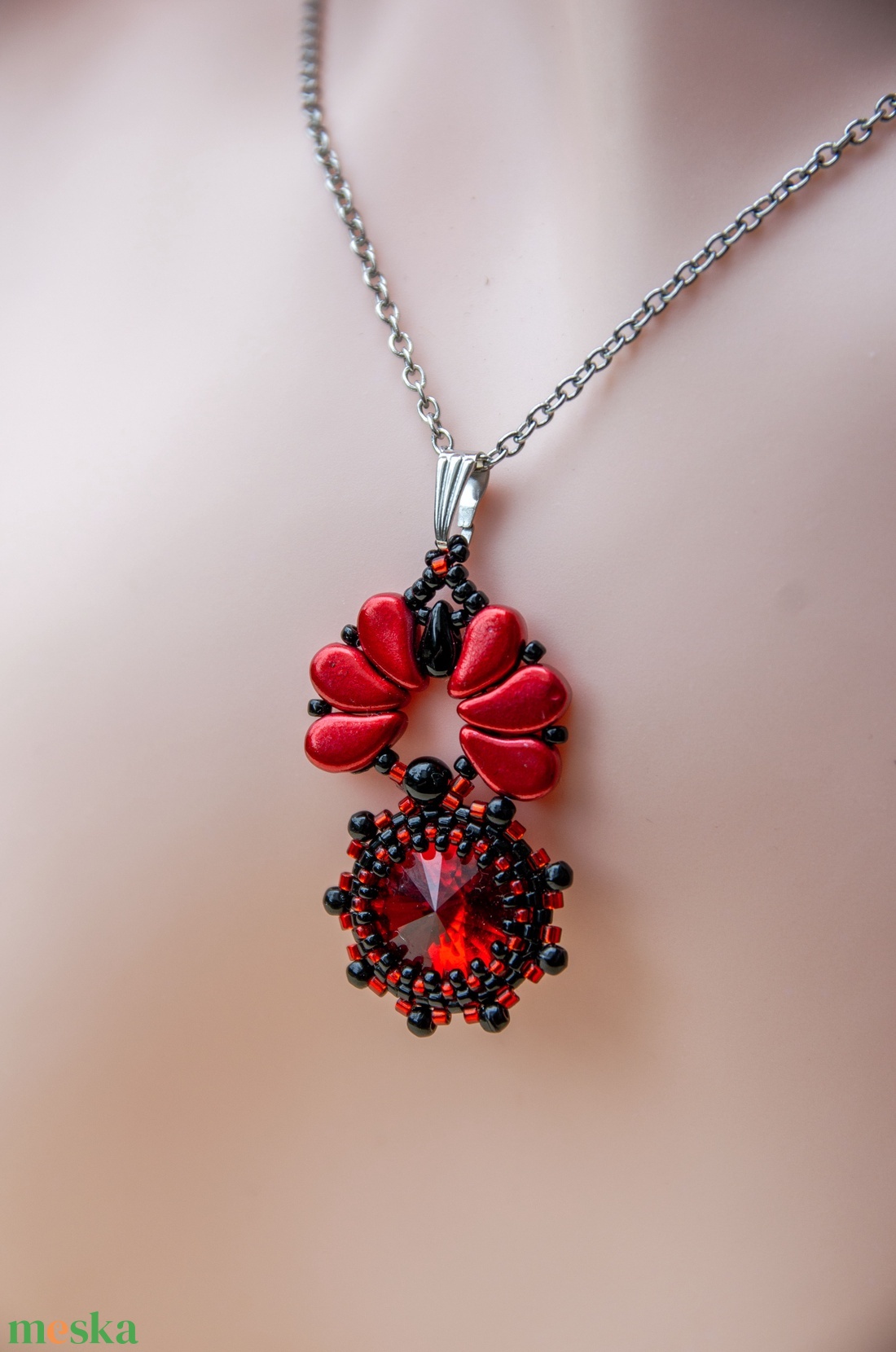 Creabead Design matyó stílusú medál nyaklánccal - ékszer - nyaklánc - medál - Meska.hu