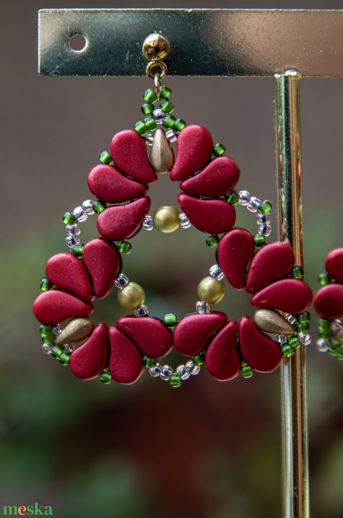 Creabead Design matyórózsa stílusú fülbevaló - ékszer - fülbevaló - lógó csepp fülbevaló - Meska.hu