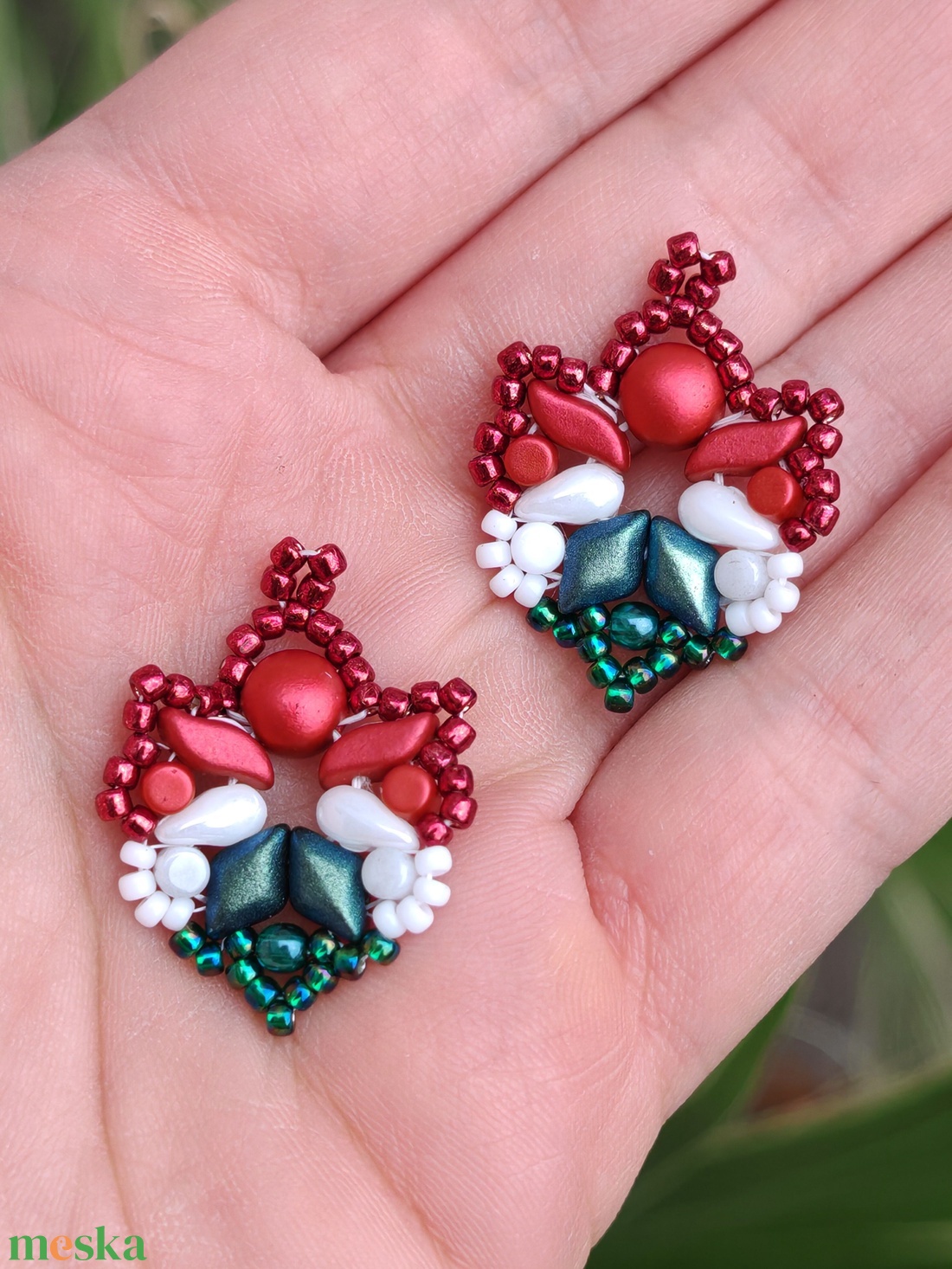 Creabead Design trikolór ékszer - ékszer - fülbevaló - pötty fülbevaló - Meska.hu