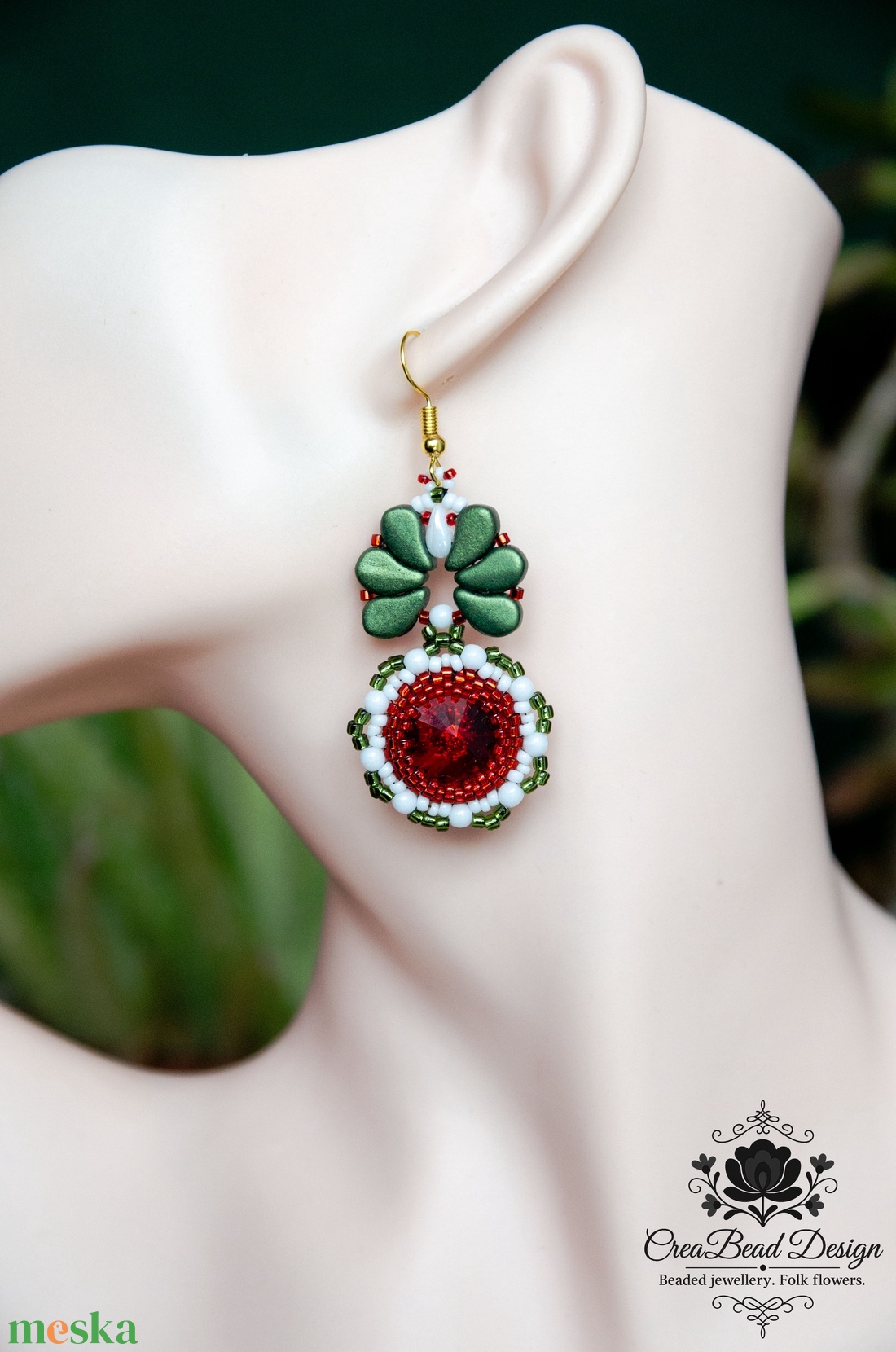 CreaBead Design elegáns trikolor fülbevaló - ékszer - fülbevaló - lógó csepp fülbevaló - Meska.hu