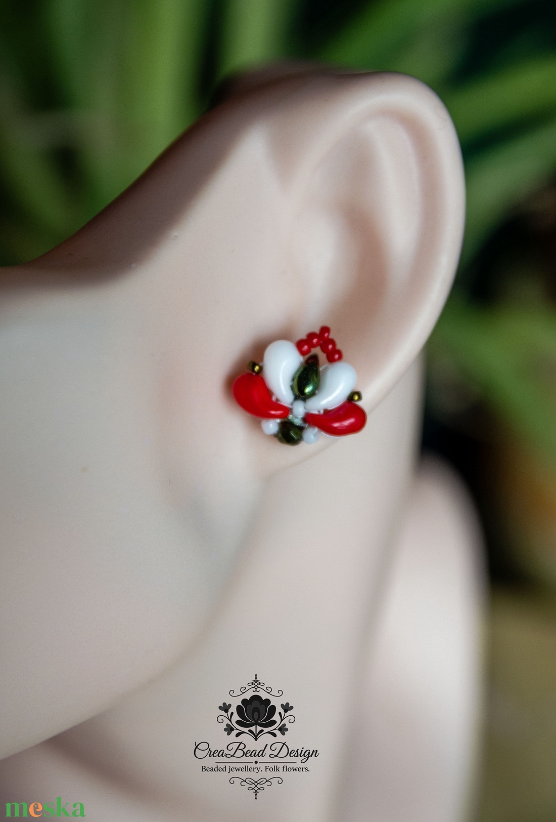 Creabead Design trikolór ékszer - ékszer - fülbevaló - pötty fülbevaló - Meska.hu