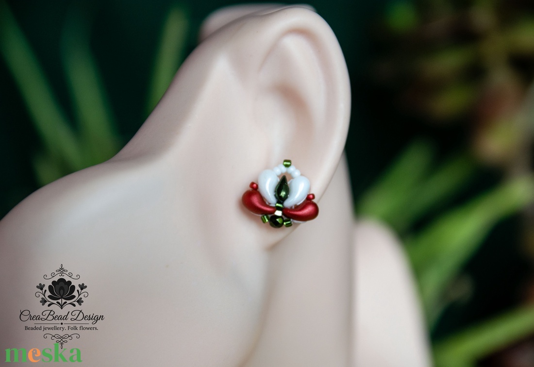 Creabead Design trikolór ékszer - ékszer - fülbevaló - pötty fülbevaló - Meska.hu