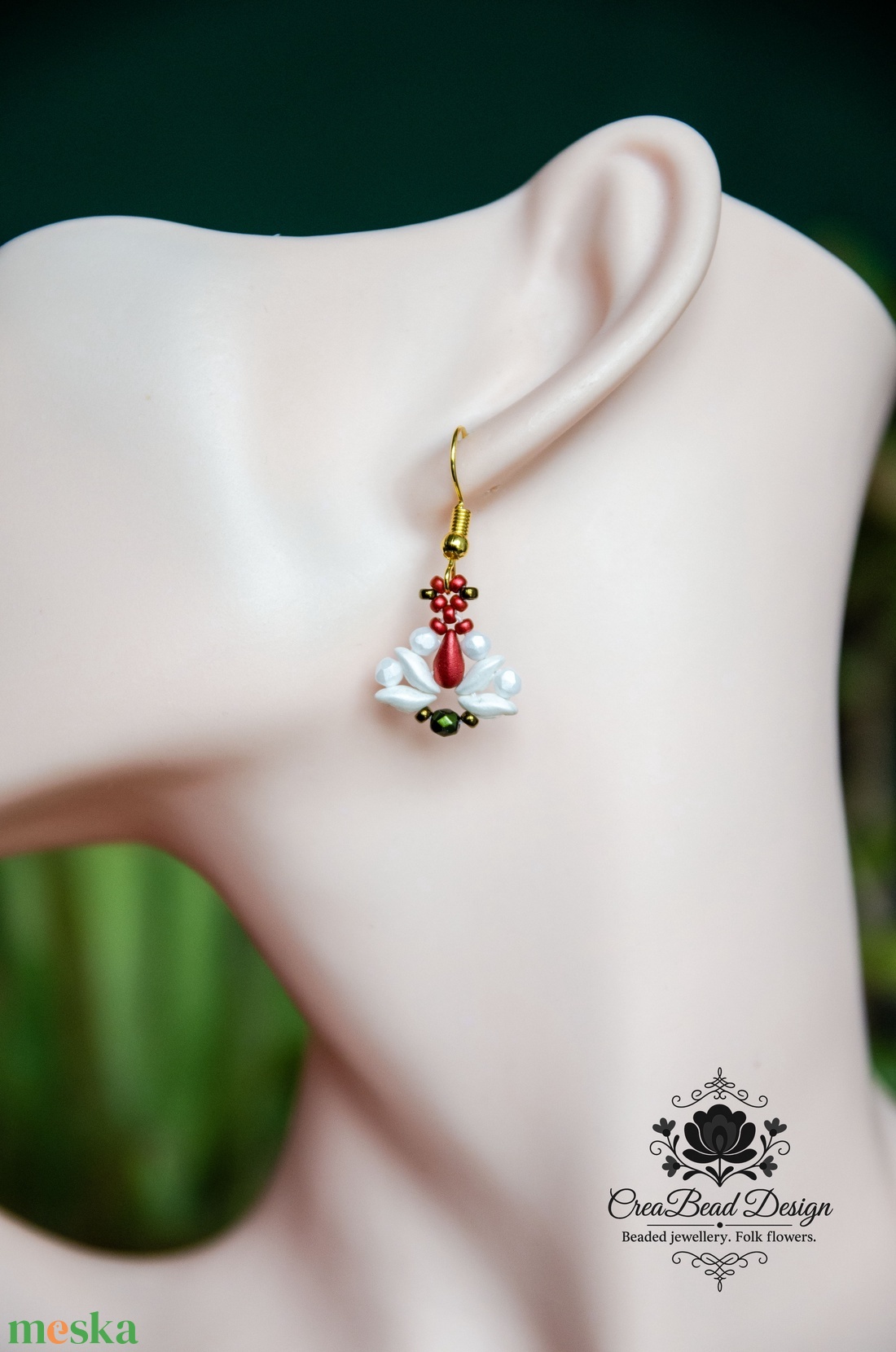 Creabead Design trikolór ékszer - ékszer - fülbevaló - pötty fülbevaló - Meska.hu