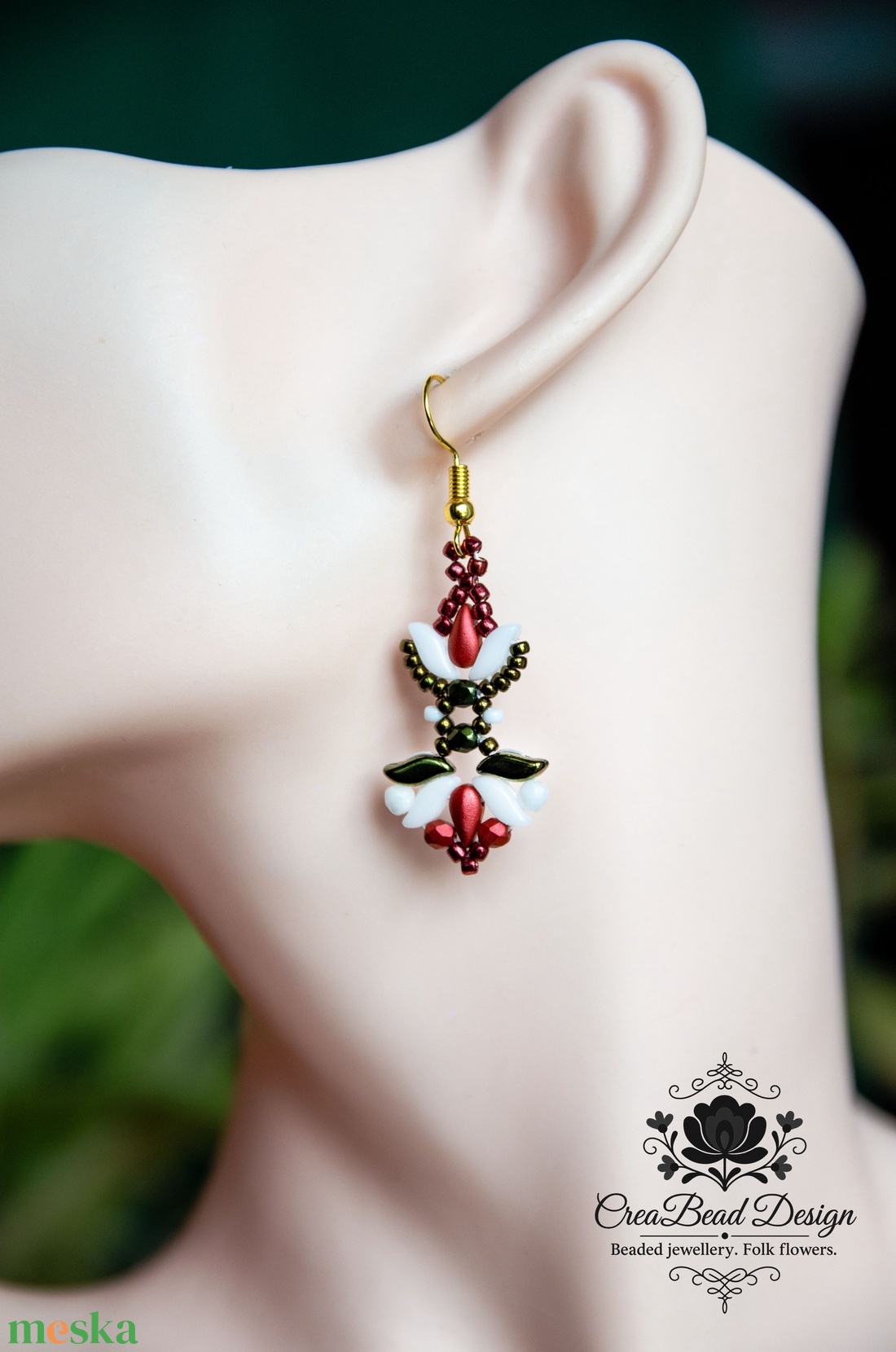 Creabead Design trikolór ékszer - ékszer - fülbevaló - lógó fülbevaló - Meska.hu