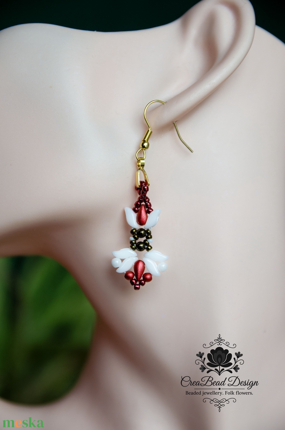 Creabead Design trikolór ékszer - ékszer - fülbevaló - lógó fülbevaló - Meska.hu