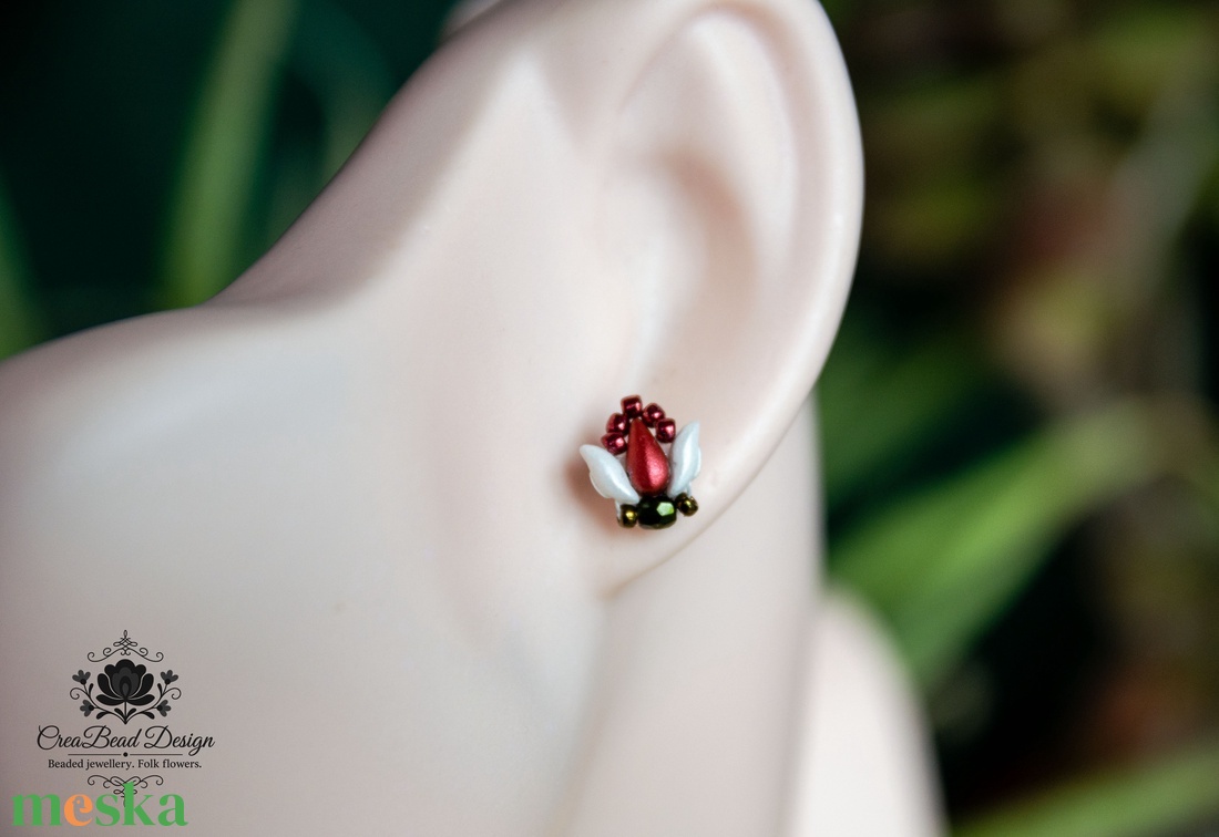 Creabead Design trikolór tulipán ékszer - ékszer - fülbevaló - lógó csepp fülbevaló - Meska.hu