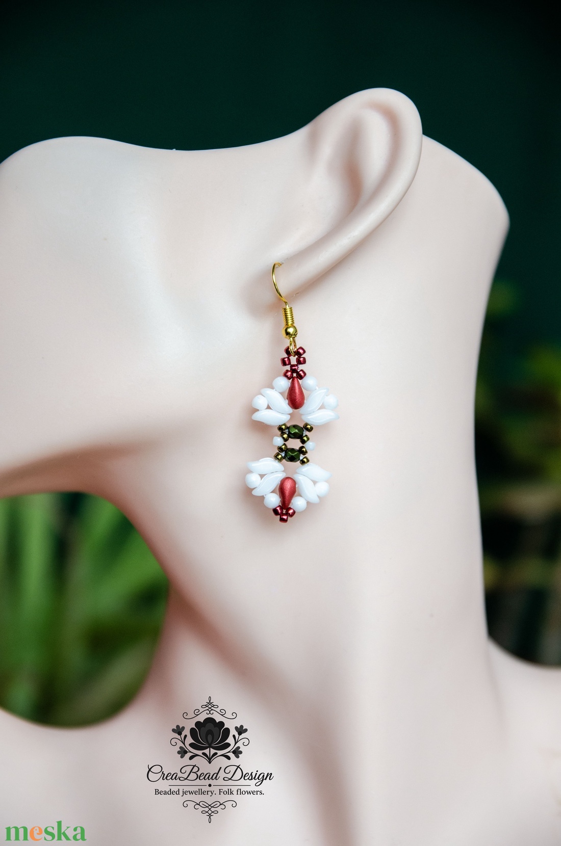 Creabead Design trikolór ékszer - ékszer - fülbevaló - lógó fülbevaló - Meska.hu