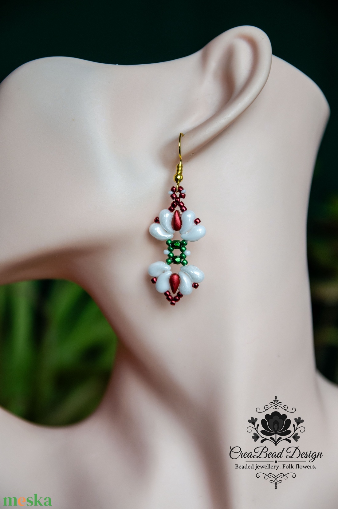 Creabead Design trikolór ékszer - ékszer - fülbevaló - lógó fülbevaló - Meska.hu