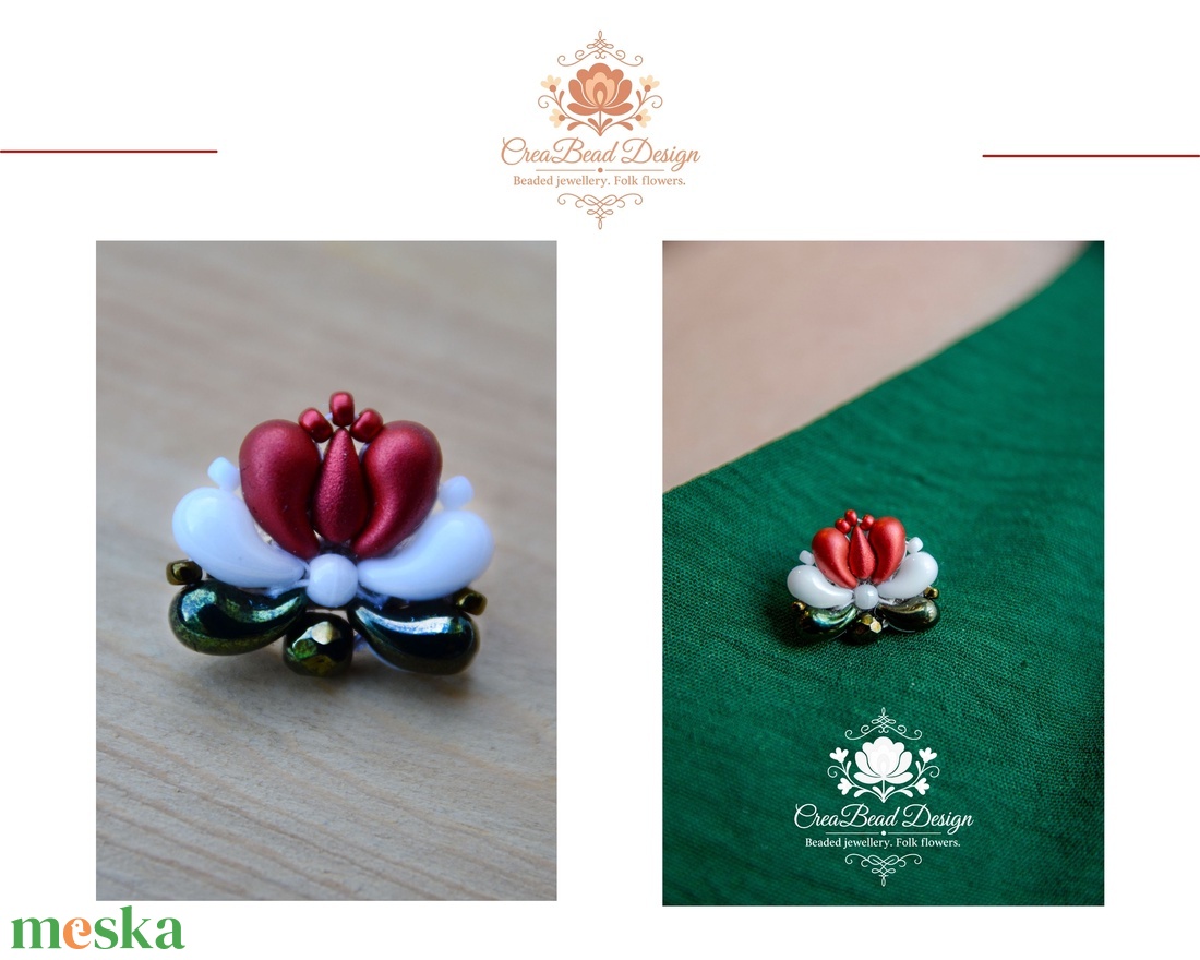 Creabead Design trikolór kitűző (ékszerként is kérhető) - ékszer - kitűző és bross - Meska.hu