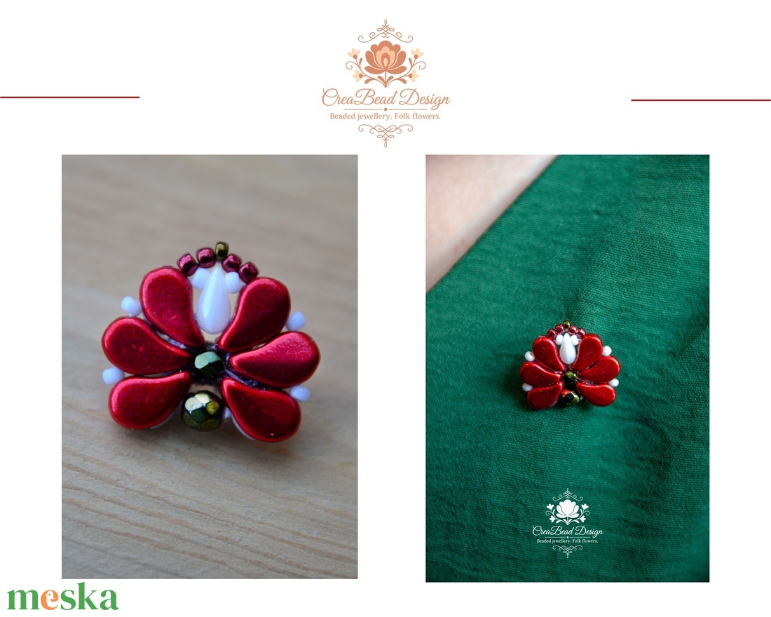 Creabead Design trikolór kitűző (ékszerként is kérhető) - ékszer - kitűző és bross - Meska.hu