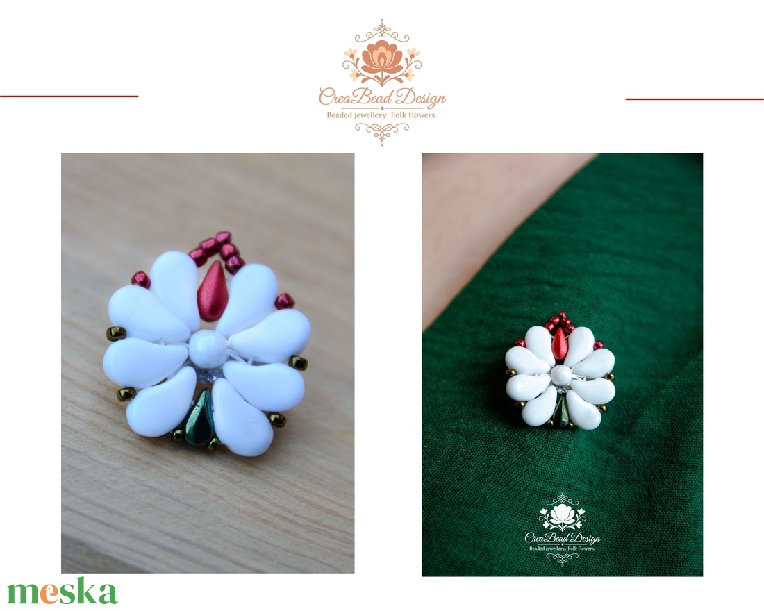Creabead Design trikolór kitűző (ékszerként is kérhető) - ékszer - kitűző és bross - Meska.hu
