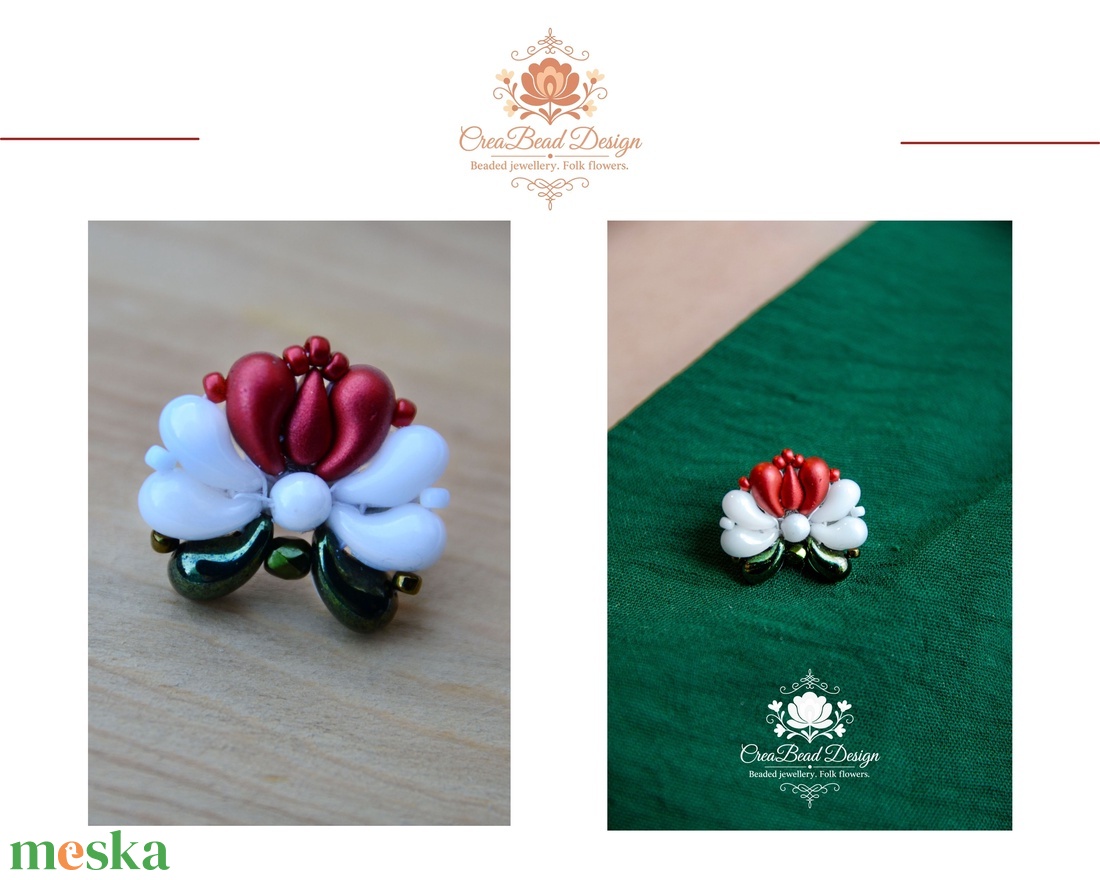 Creabead Design trikolór kitűző (ékszerként is kérhető) - ékszer - kitűző és bross - Meska.hu