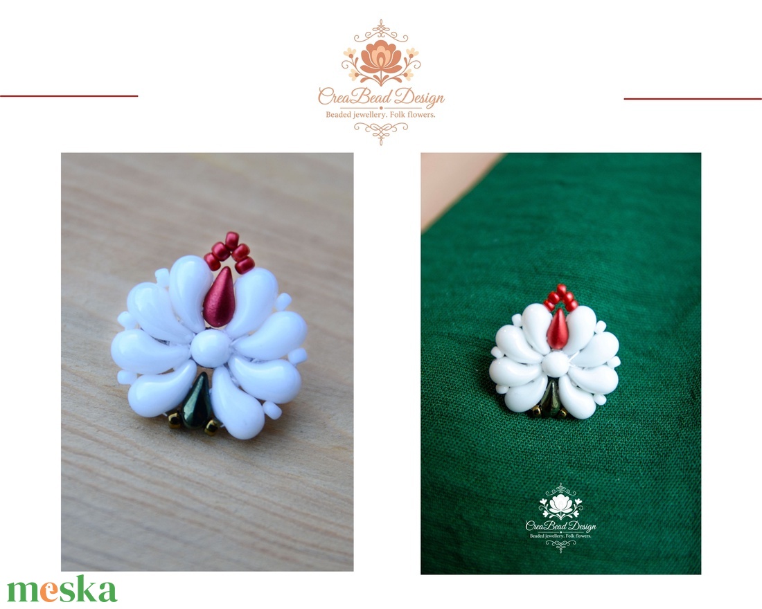 Creabead Design trikolór kitűző (ékszerként is kérhető) - ékszer - kitűző és bross - Meska.hu