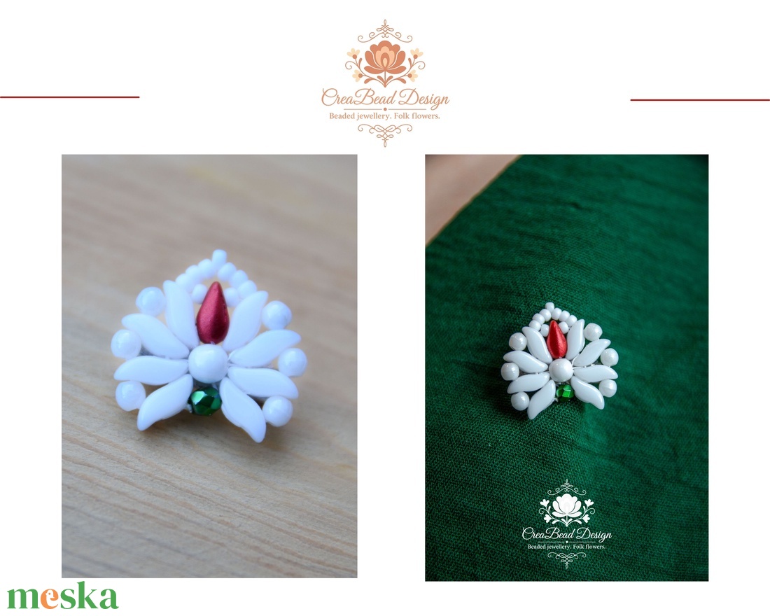 Creabead Design trikolór kitűző (ékszerként is kérhető) - ékszer - kitűző és bross - Meska.hu