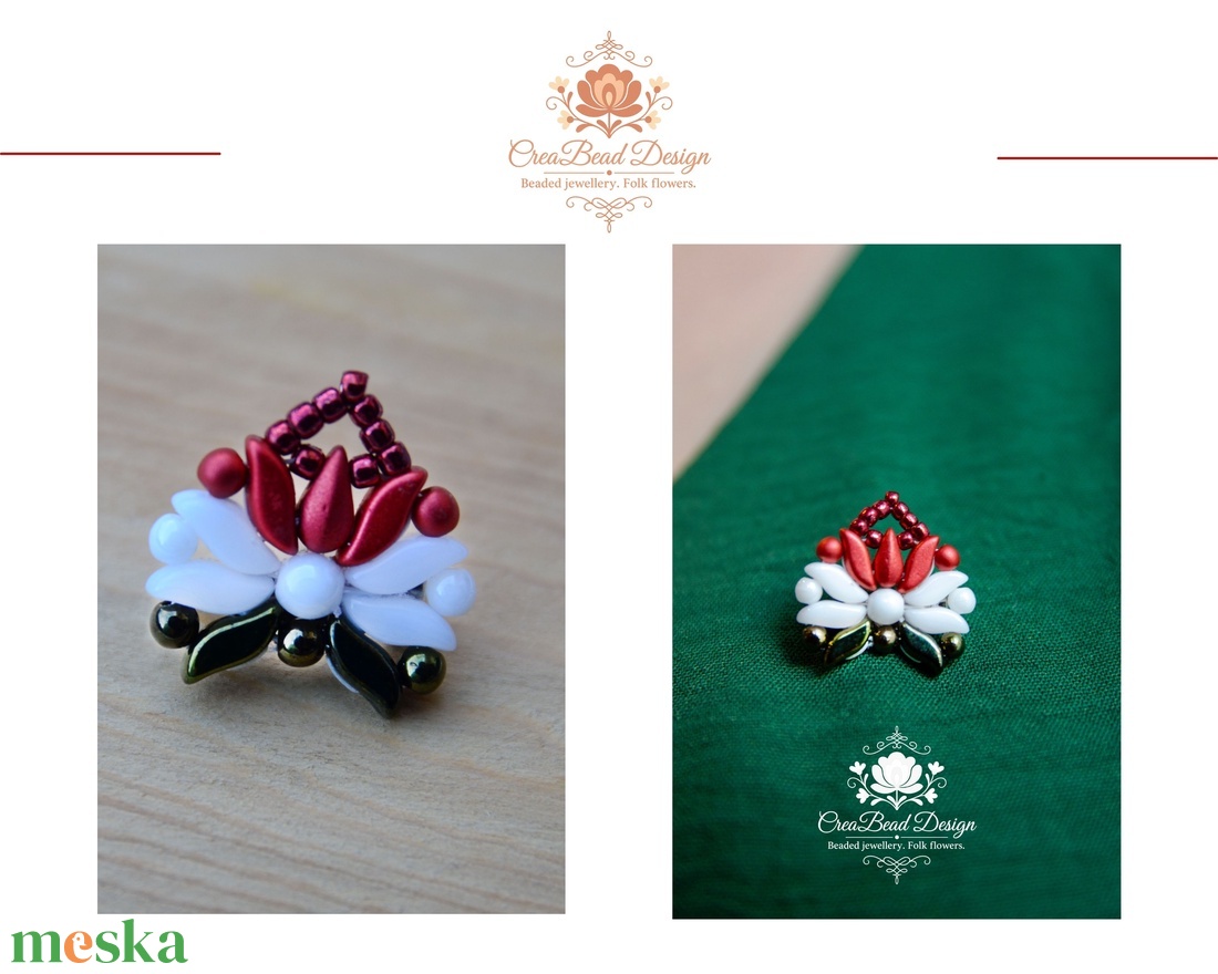 Creabead Design trikolór kitűző (ékszerként is kérhető) - ékszer - kitűző és bross - Meska.hu