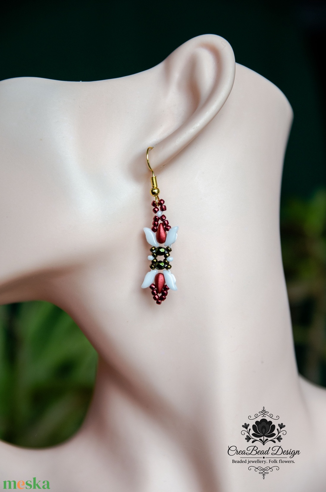 Creabead Design trikolór ékszer - ékszer - fülbevaló - lógó fülbevaló - Meska.hu