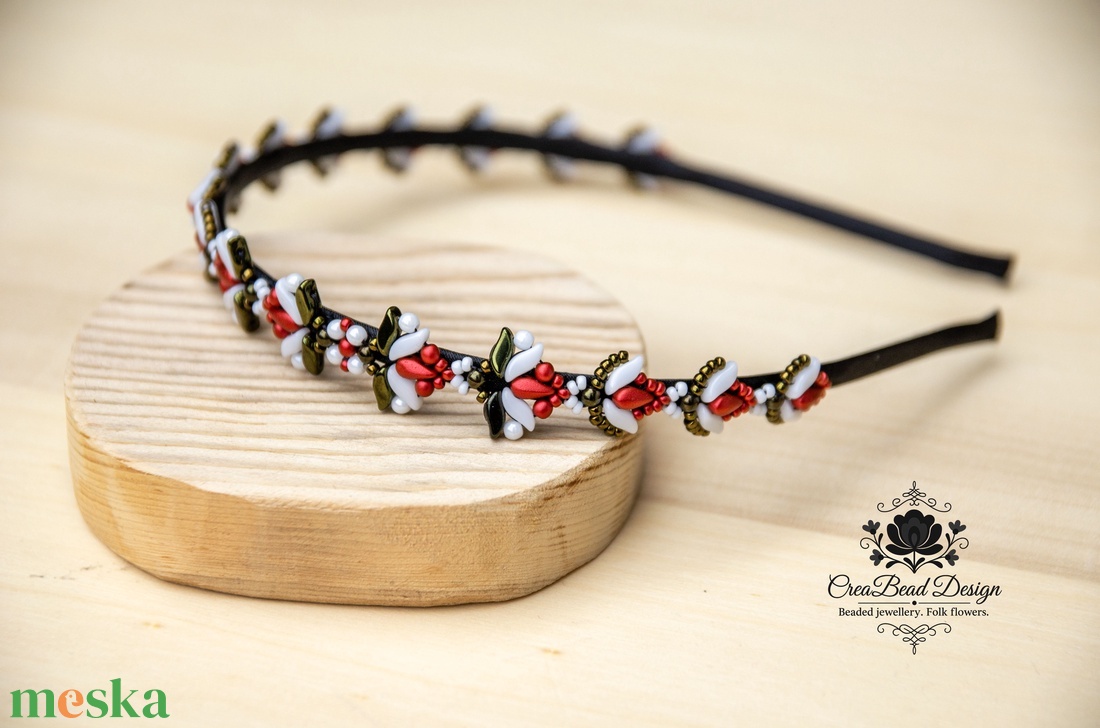 Matyó tulipán trikolor hajráf - ruha & divat - hajdísz & hajcsat - hajráf & hajpánt - Meska.hu