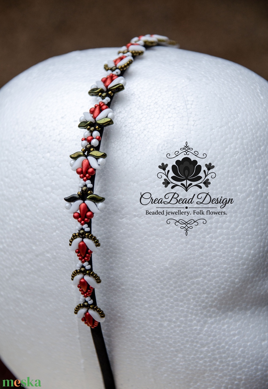 Matyó tulipán trikolor hajráf - ruha & divat - hajdísz & hajcsat - hajráf & hajpánt - Meska.hu