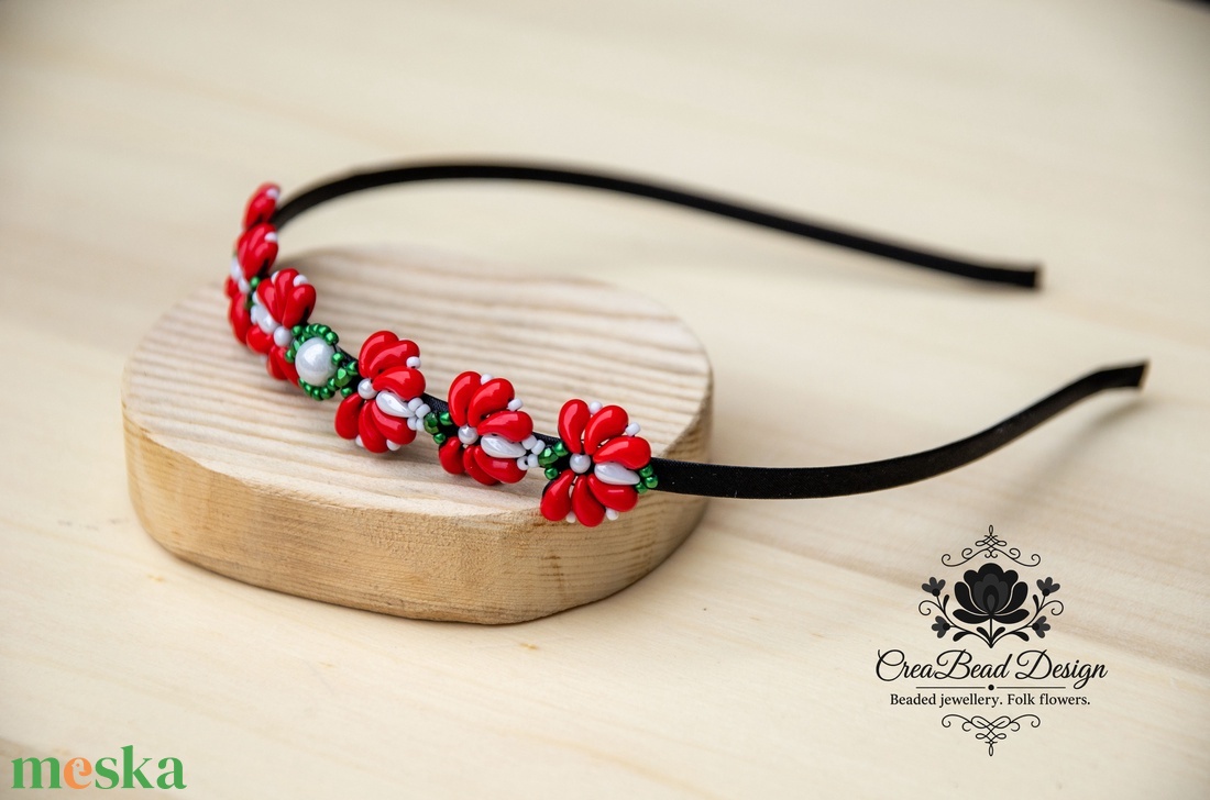 Matyó rózsás trikolor hajráf - ruha & divat - hajdísz & hajcsat - hajráf & hajpánt - Meska.hu