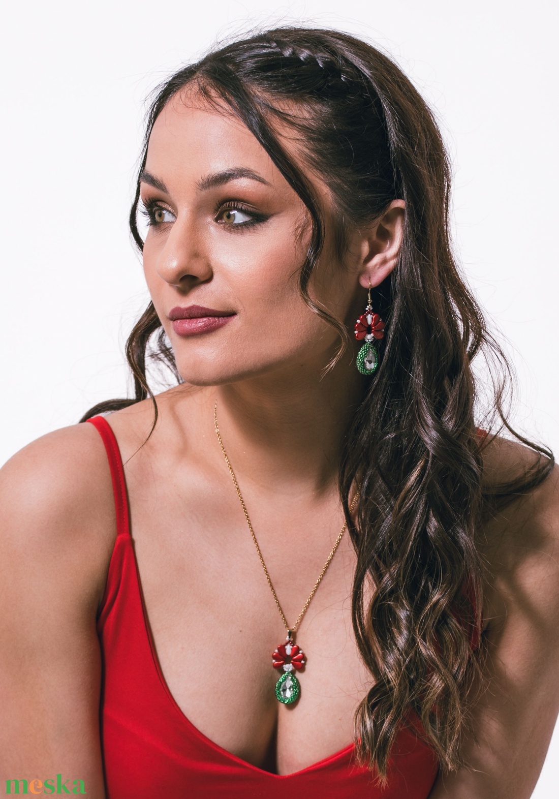 CreaBead Design elegáns trikolor fülbevaló - ékszer - fülbevaló - lógó csepp fülbevaló - Meska.hu