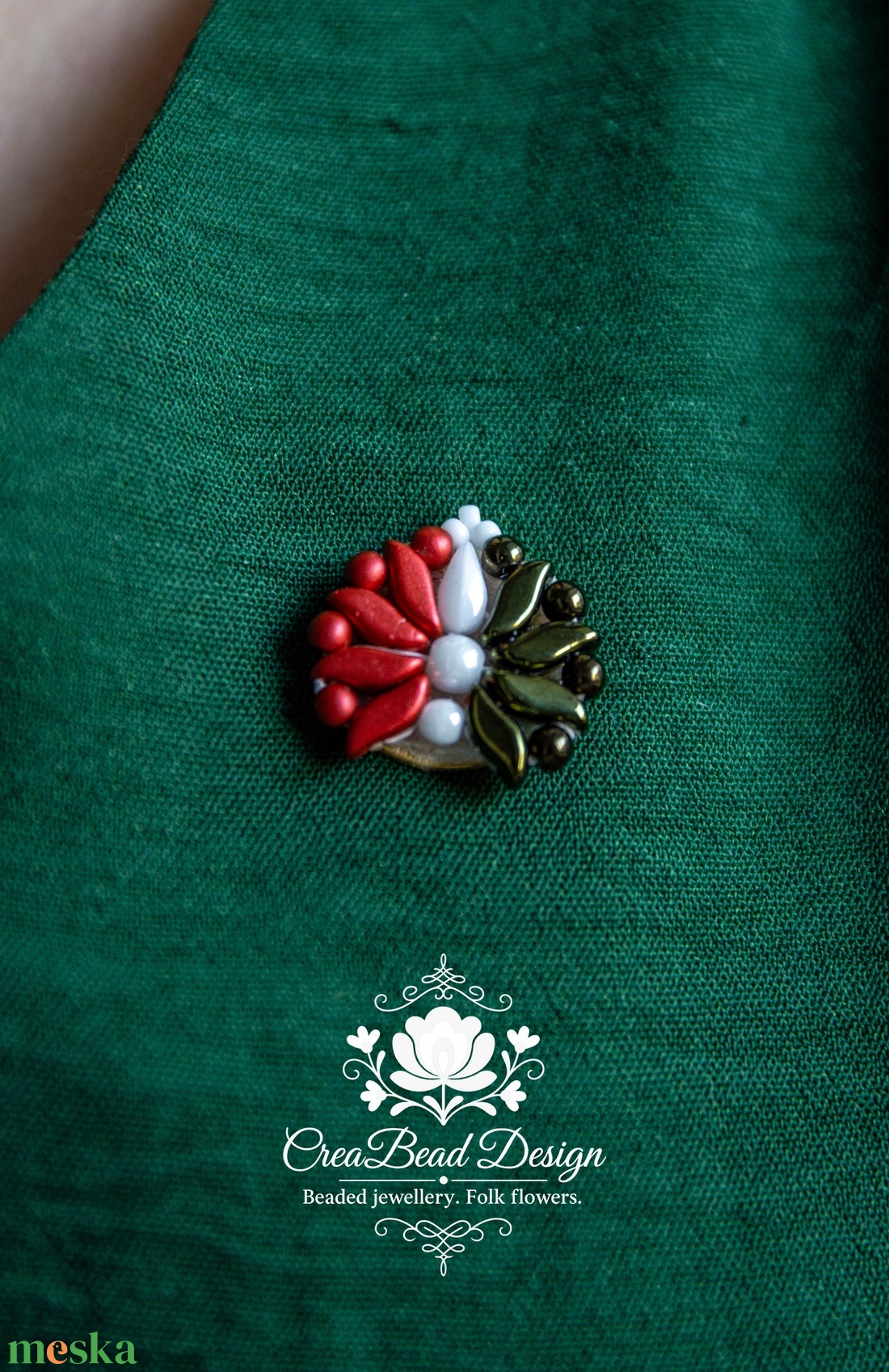 Creabead Design trikolór kitűző (ékszerként is kérhető) - ékszer - kitűző és bross - Meska.hu