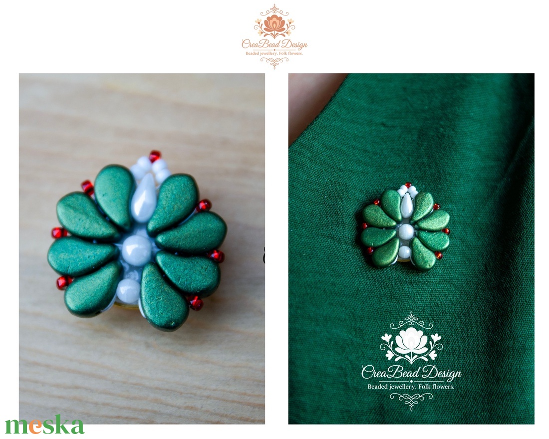 Creabead Design trikolór kitűző (ékszerként is kérhető) - ékszer - kitűző és bross - Meska.hu