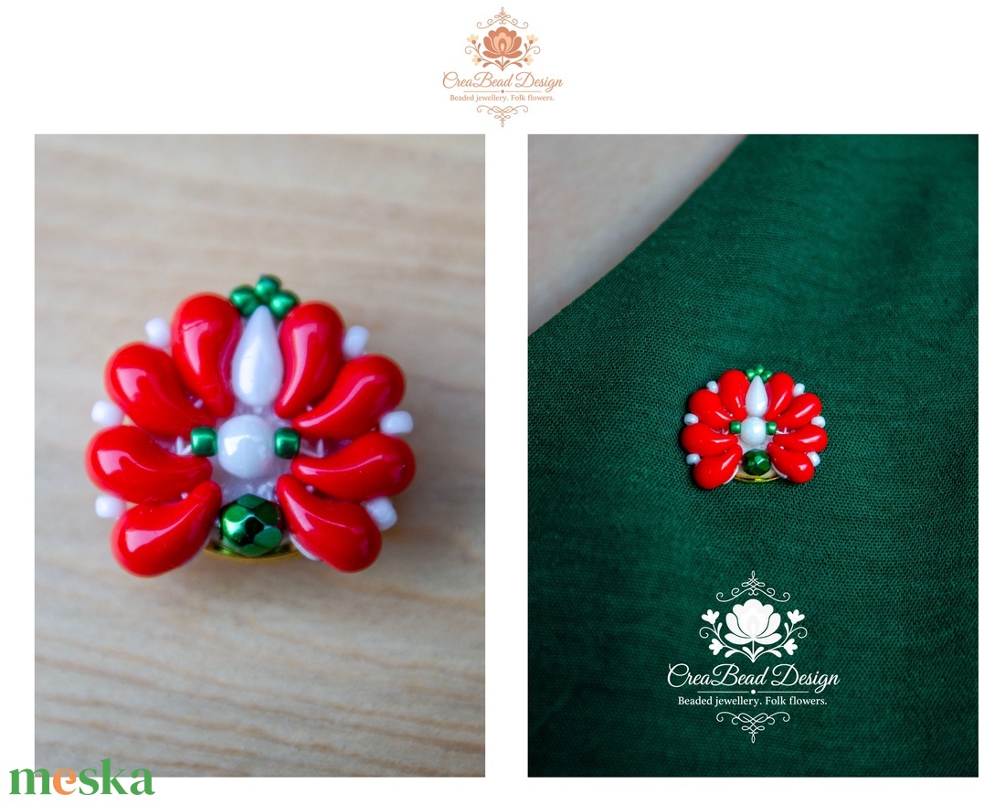 Creabead Design trikolór kitűző (ékszerként is kérhető) - ékszer - kitűző és bross - Meska.hu