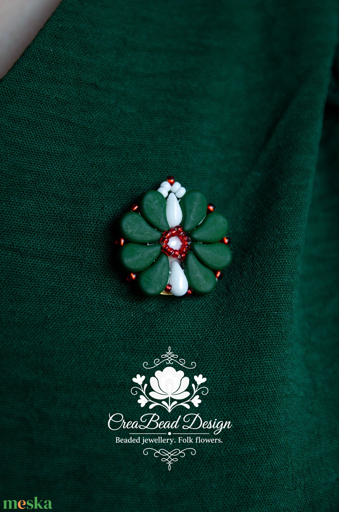 Creabead Design trikolór kitűző (ékszerként is kérhető) - ékszer - kitűző és bross - Meska.hu