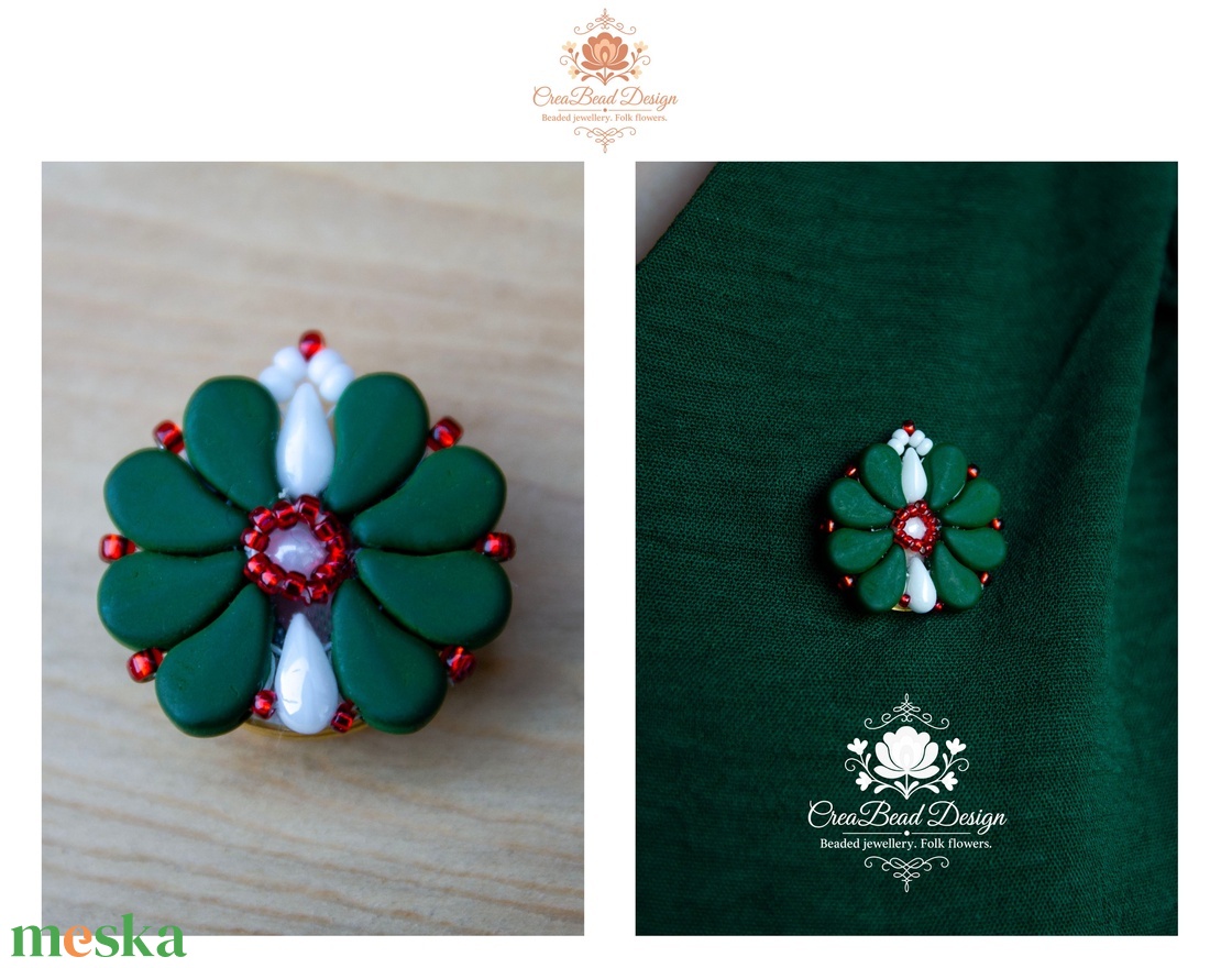 Creabead Design trikolór kitűző (ékszerként is kérhető) - ékszer - kitűző és bross - Meska.hu