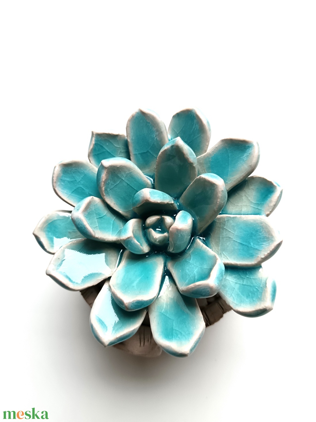 Kerámia pozsgás farönkben - otthon & életmód - dekoráció - dísztárgy - Meska.hu