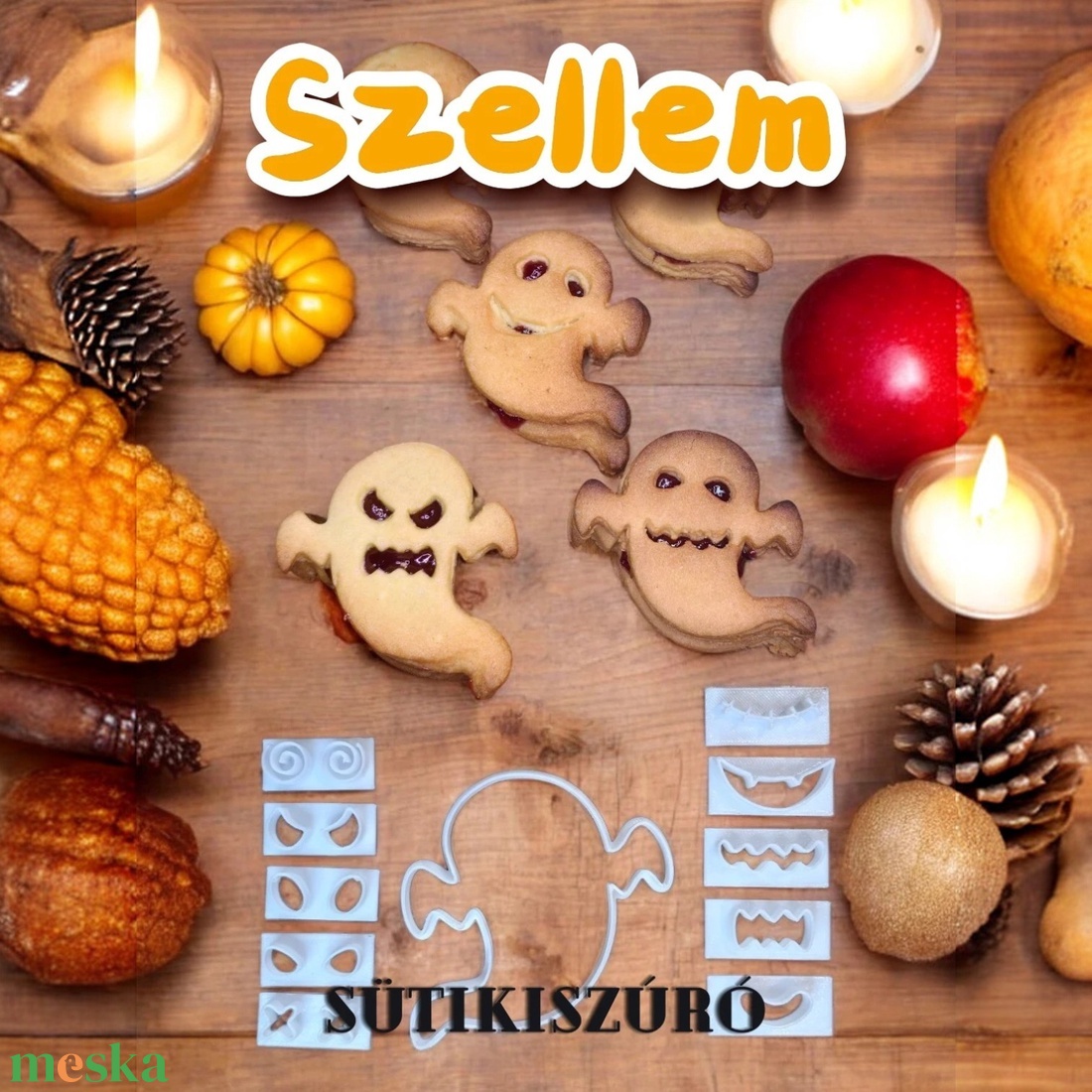 Szellem sütikiszúró variálható - otthon & életmód - dekoráció - halloween - halloweeni sütikiszúrók - Meska.hu
