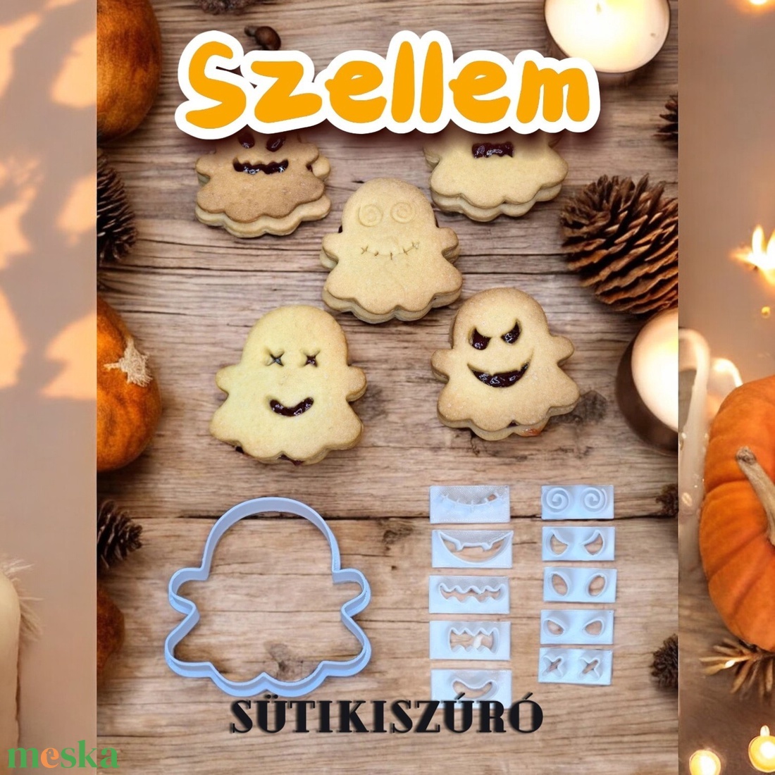 Szellem sütikiszúró variálható II - otthon & életmód - dekoráció - halloween - halloweeni sütikiszúrók - Meska.hu