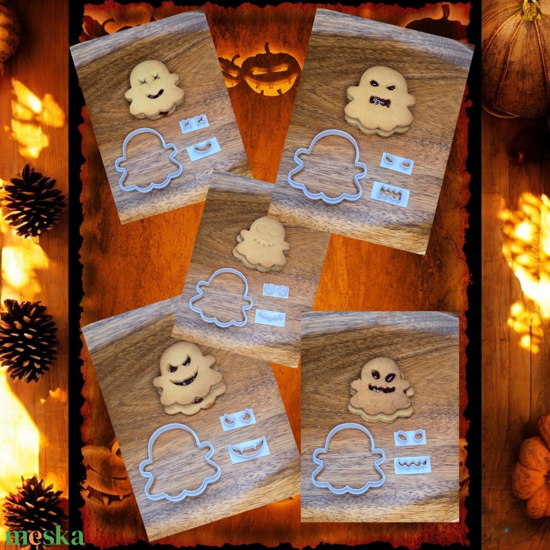 Szellem sütikiszúró variálható II - otthon & életmód - dekoráció - halloween - halloweeni sütikiszúrók - Meska.hu