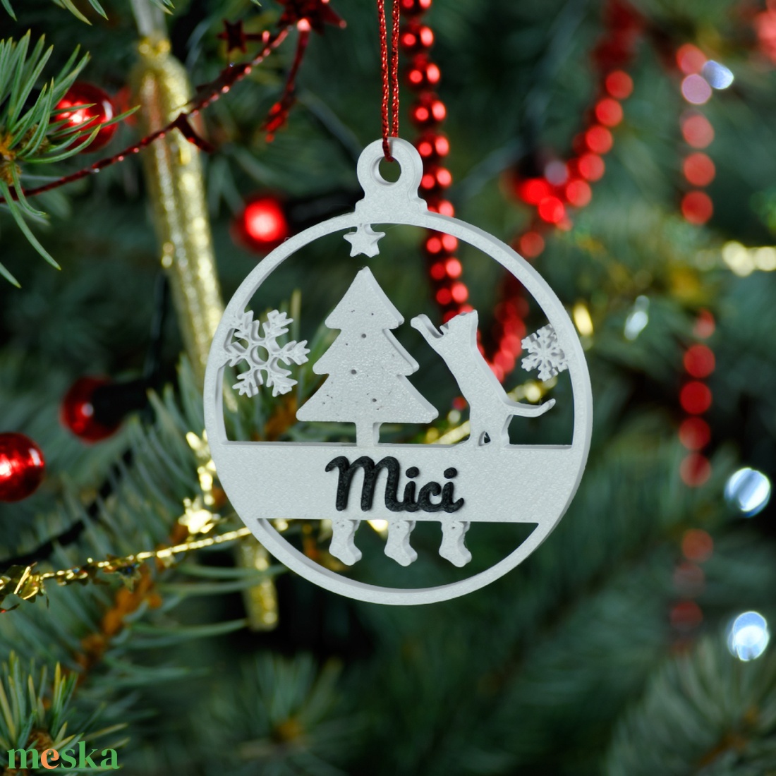 Mancs, névre szóló cicás karácsonyfadísz - Stílus 1 - karácsony - karácsonyi lakásdekoráció - karácsonyfadíszek - Meska.hu