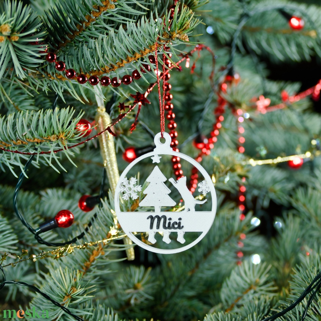Mancs, névre szóló cicás karácsonyfadísz - Stílus 1 - karácsony - karácsonyi lakásdekoráció - karácsonyfadíszek - Meska.hu