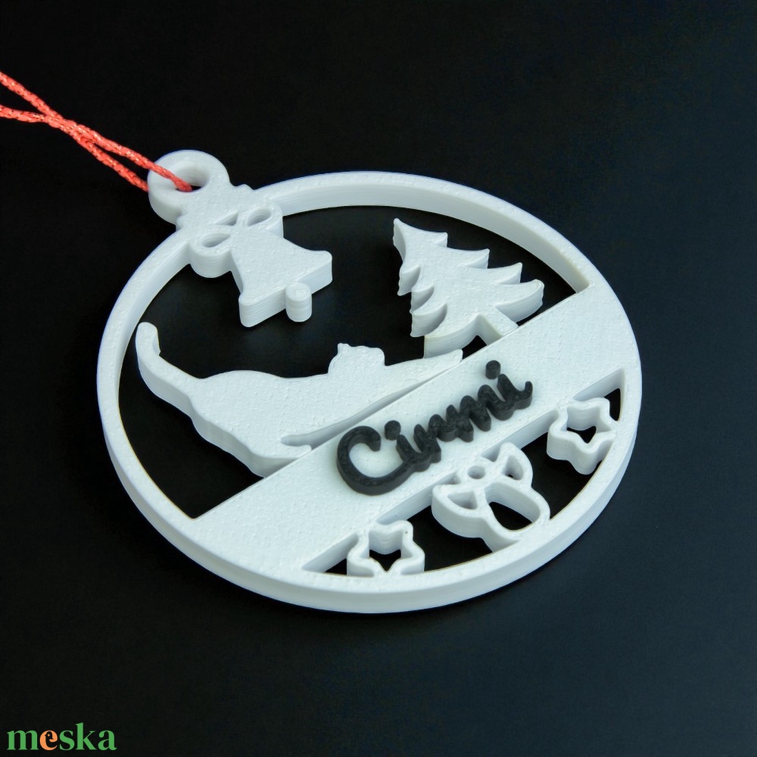 Mancs, névre szóló cicás karácsonyfadísz - Stílus 2 - karácsony - karácsonyi lakásdekoráció - karácsonyfadíszek - Meska.hu