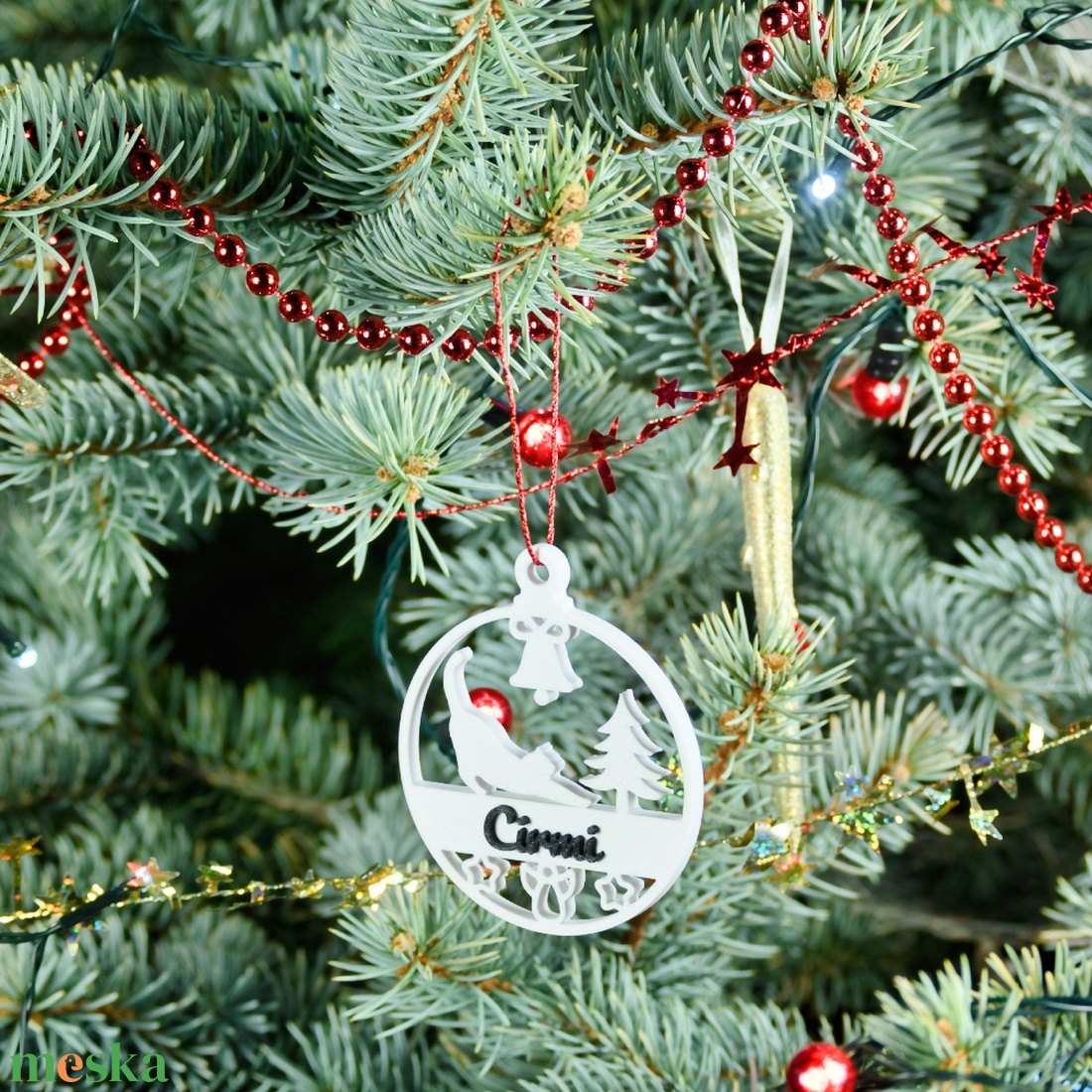 Mancs, névre szóló cicás karácsonyfadísz - Stílus 2 - karácsony - karácsonyi lakásdekoráció - karácsonyfadíszek - Meska.hu