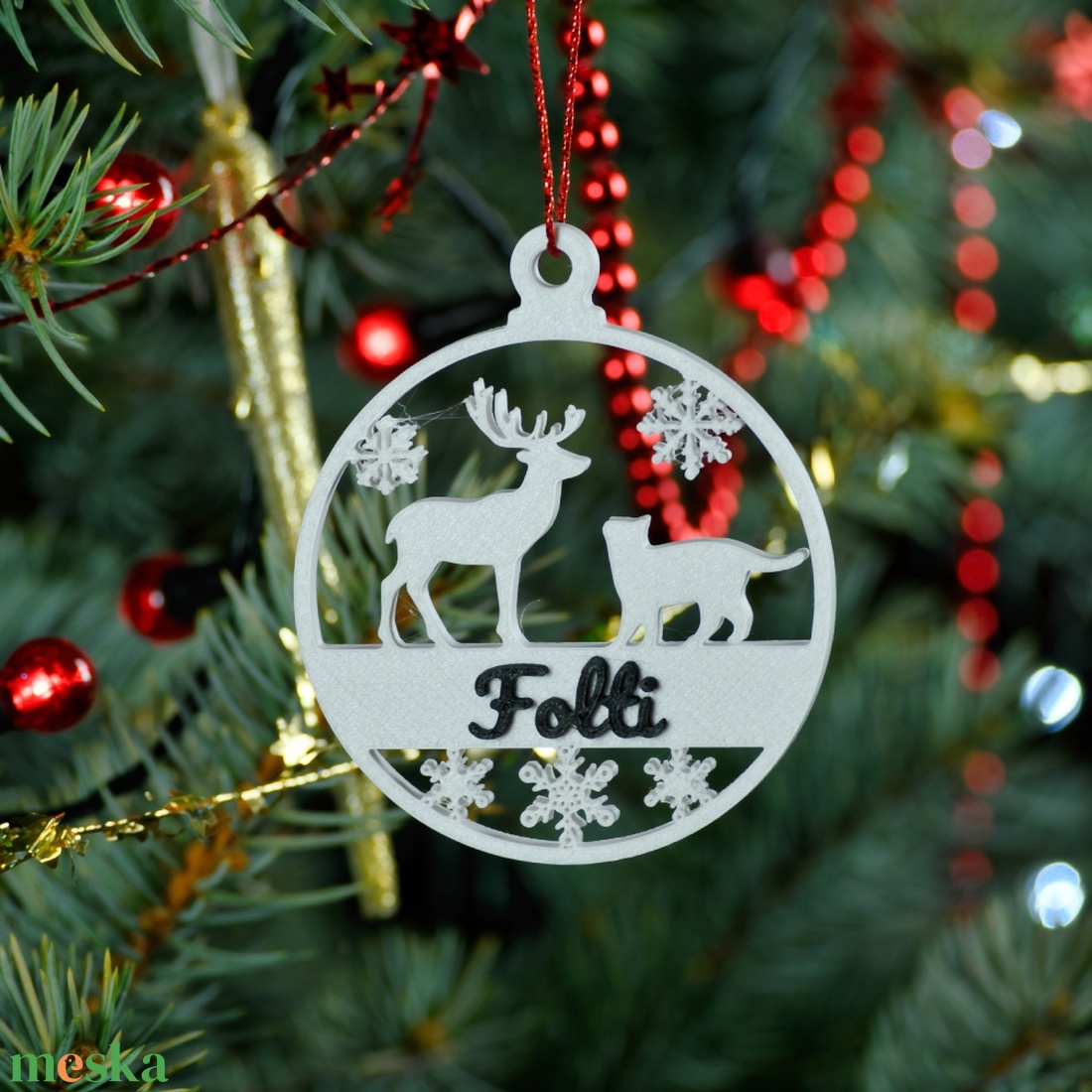 Mancs, névre szóló cicás karácsonyfadísz - Stílus 3 - karácsony - karácsonyi lakásdekoráció - karácsonyfadíszek - Meska.hu