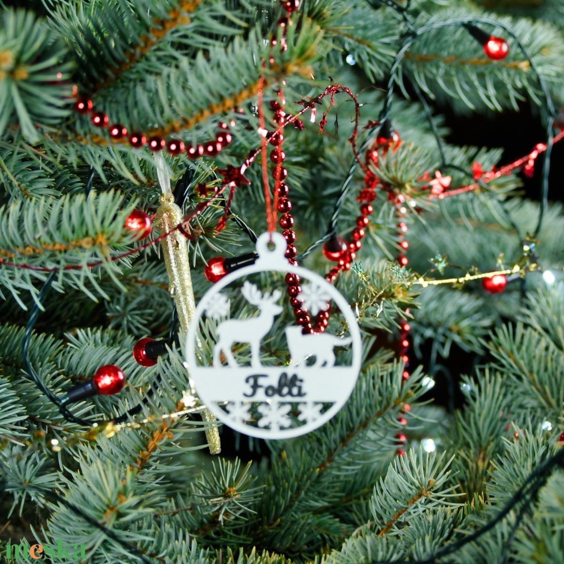 Mancs, névre szóló cicás karácsonyfadísz - Stílus 3 - karácsony - karácsonyi lakásdekoráció - karácsonyfadíszek - Meska.hu