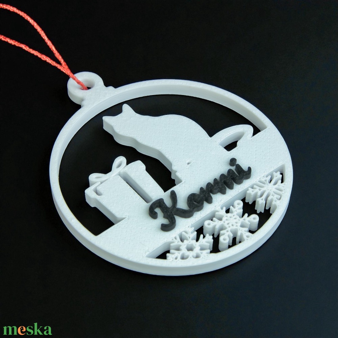 Mancs, névre szóló cicás karácsonyfadísz - Stílus 5 - karácsony - karácsonyi lakásdekoráció - karácsonyfadíszek - Meska.hu