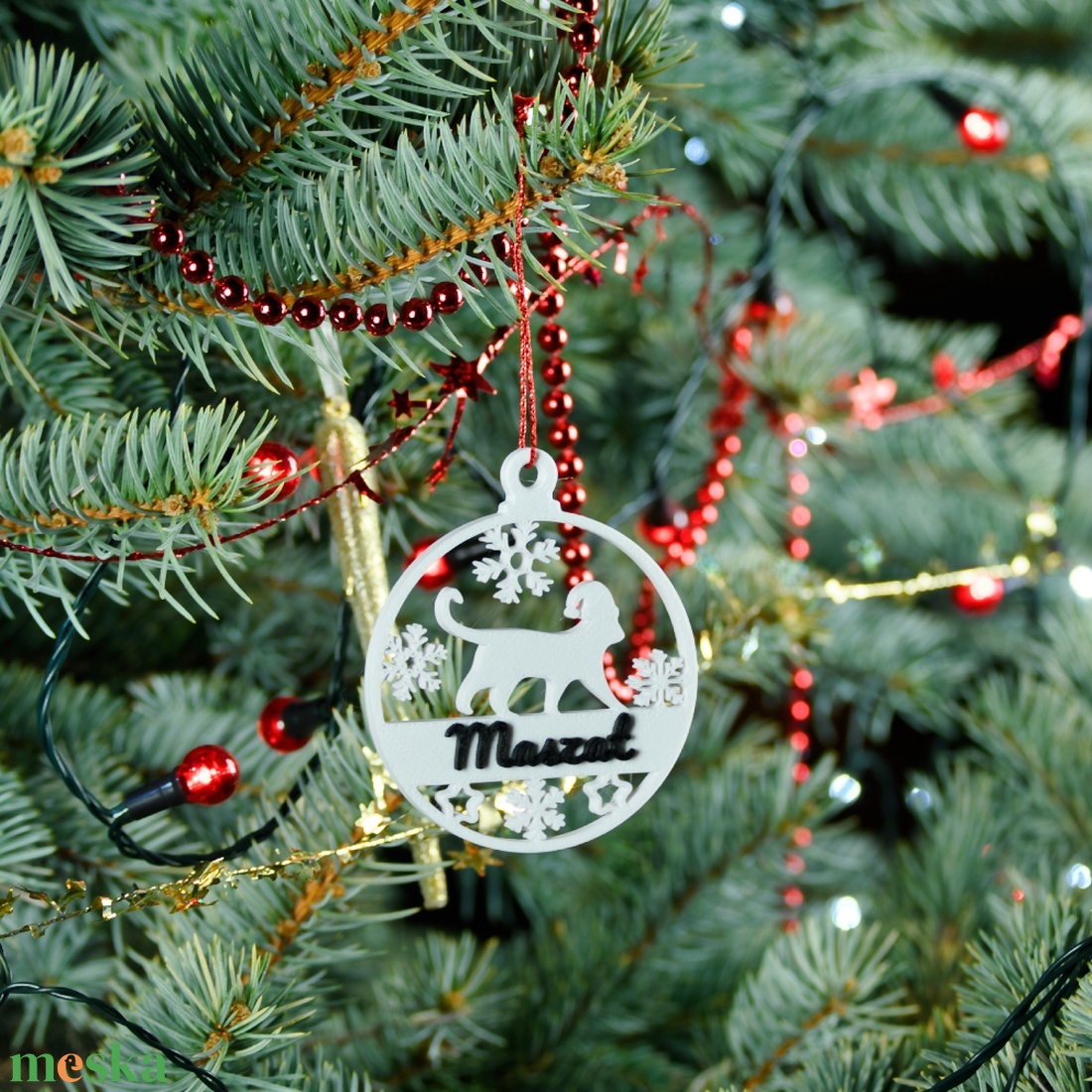 Mancs, névre szóló cicás karácsonyfadísz - Stílus 6 - karácsony - karácsonyi lakásdekoráció - karácsonyfadíszek - Meska.hu