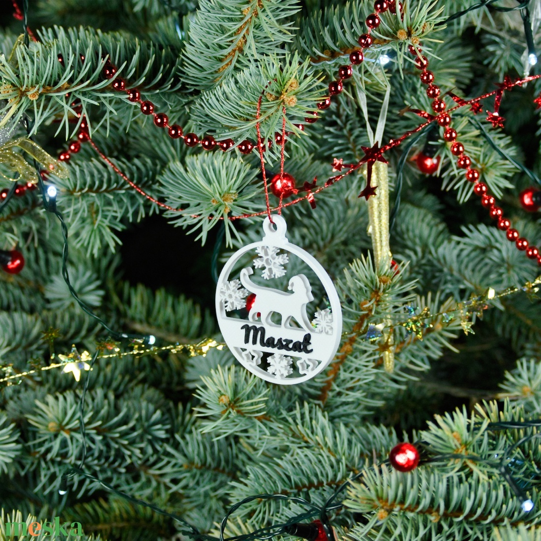 Mancs, névre szóló cicás karácsonyfadísz - Stílus 6 - karácsony - karácsonyi lakásdekoráció - karácsonyfadíszek - Meska.hu